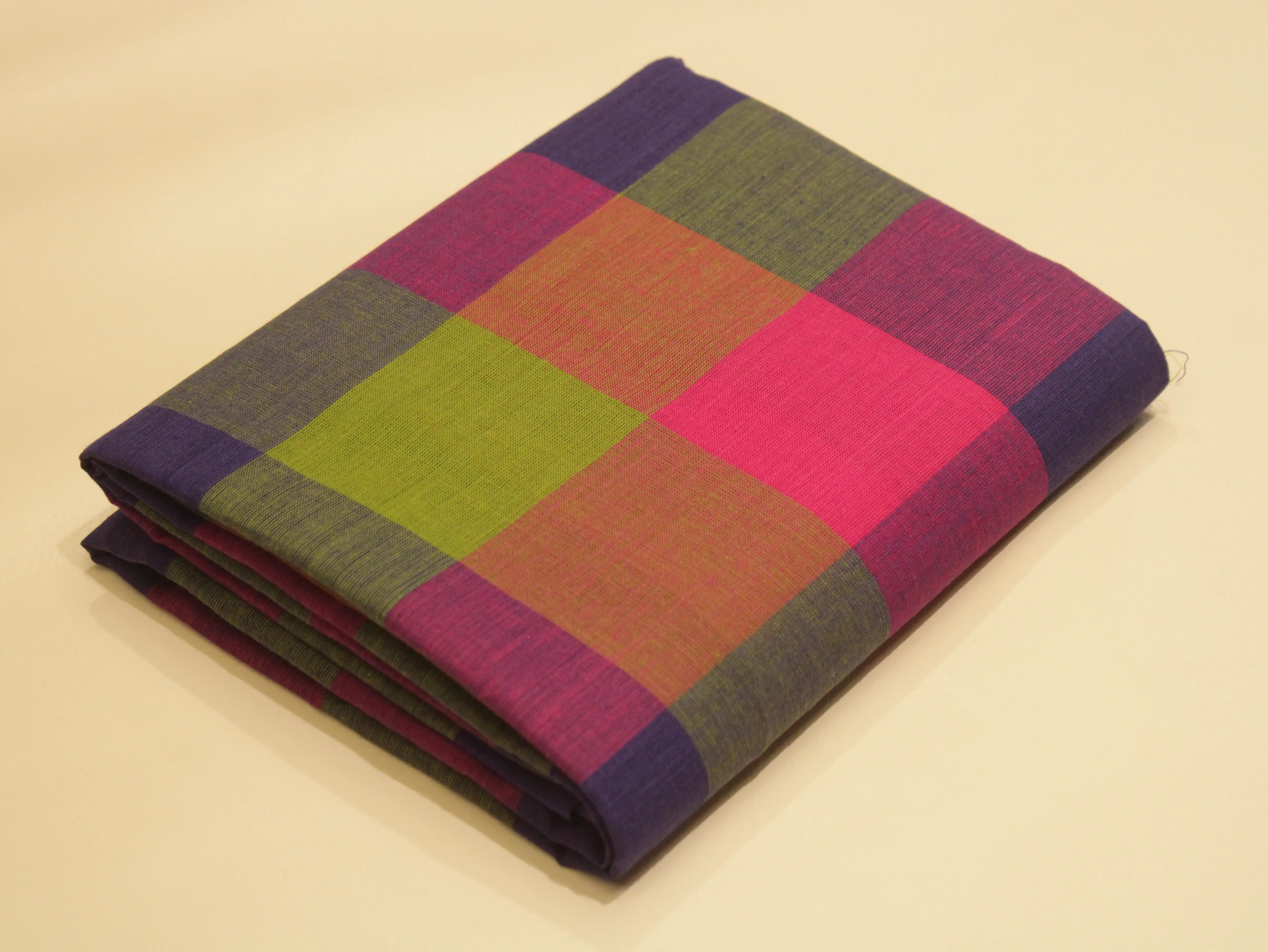 Big Multi Checked Handloom Pure Cotton Woven Fabric