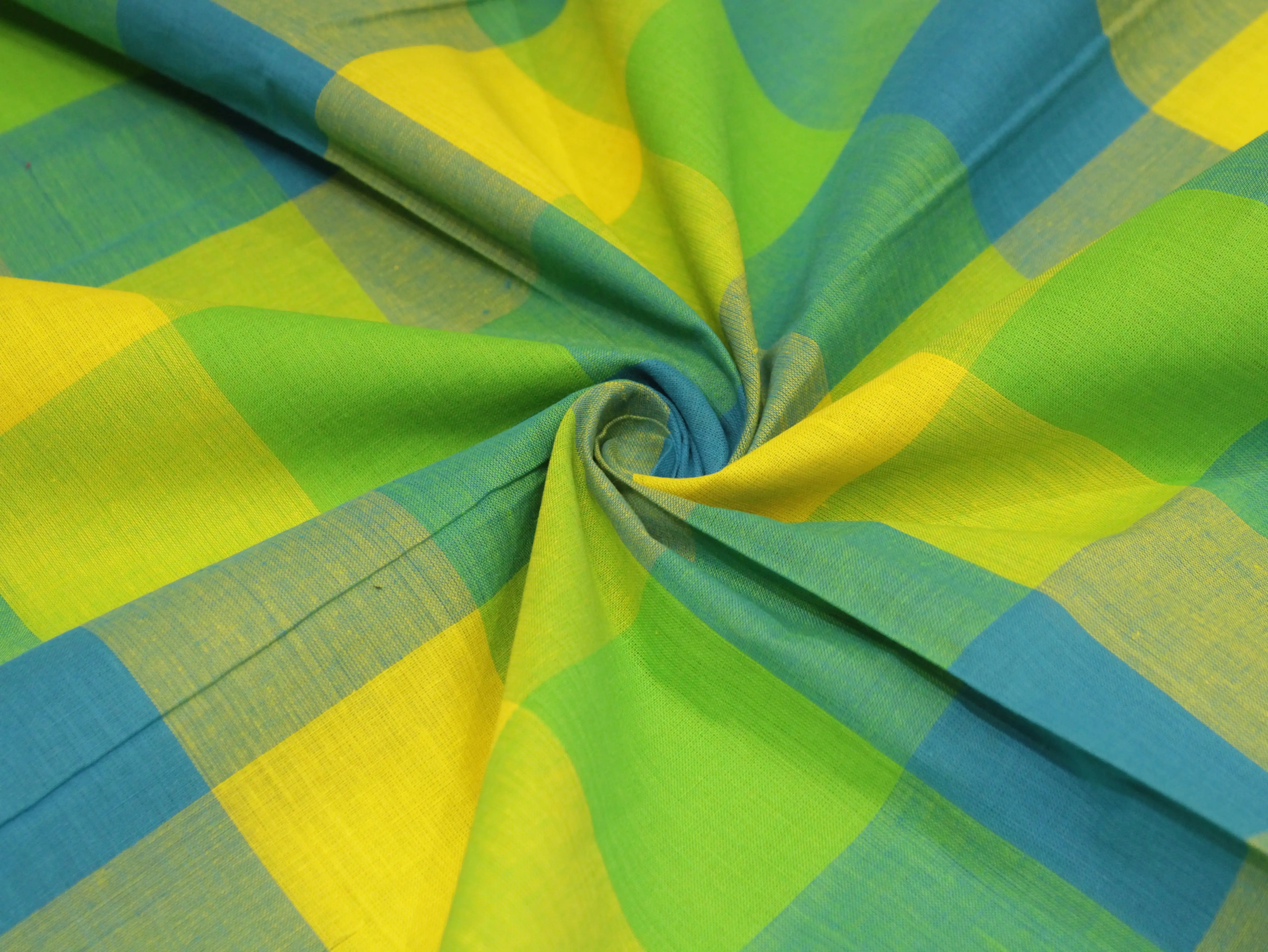 Big Multi Checked Handloom Pure Cotton Woven Fabric