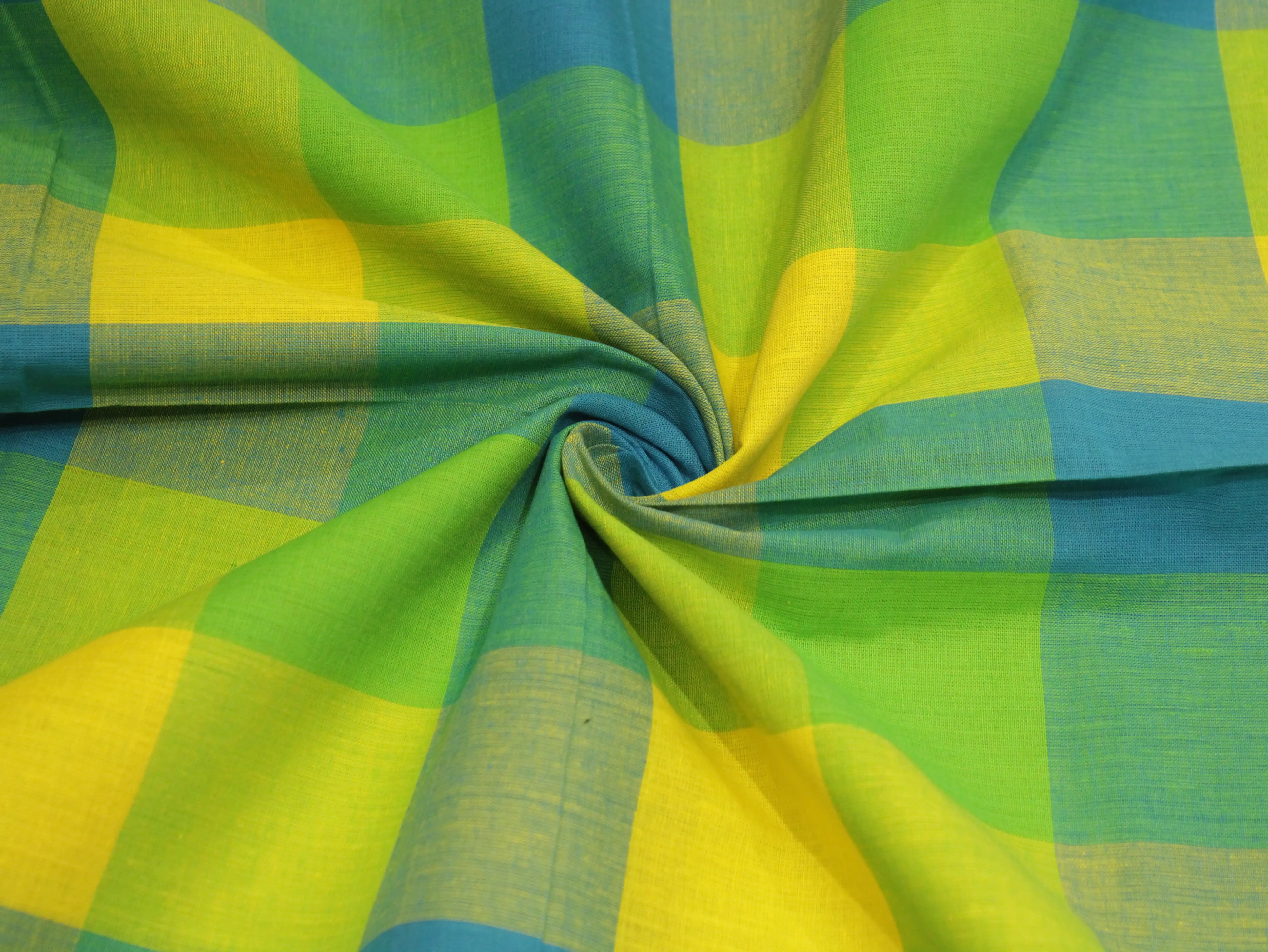 Big Multi Checked Handloom Pure Cotton Woven Fabric