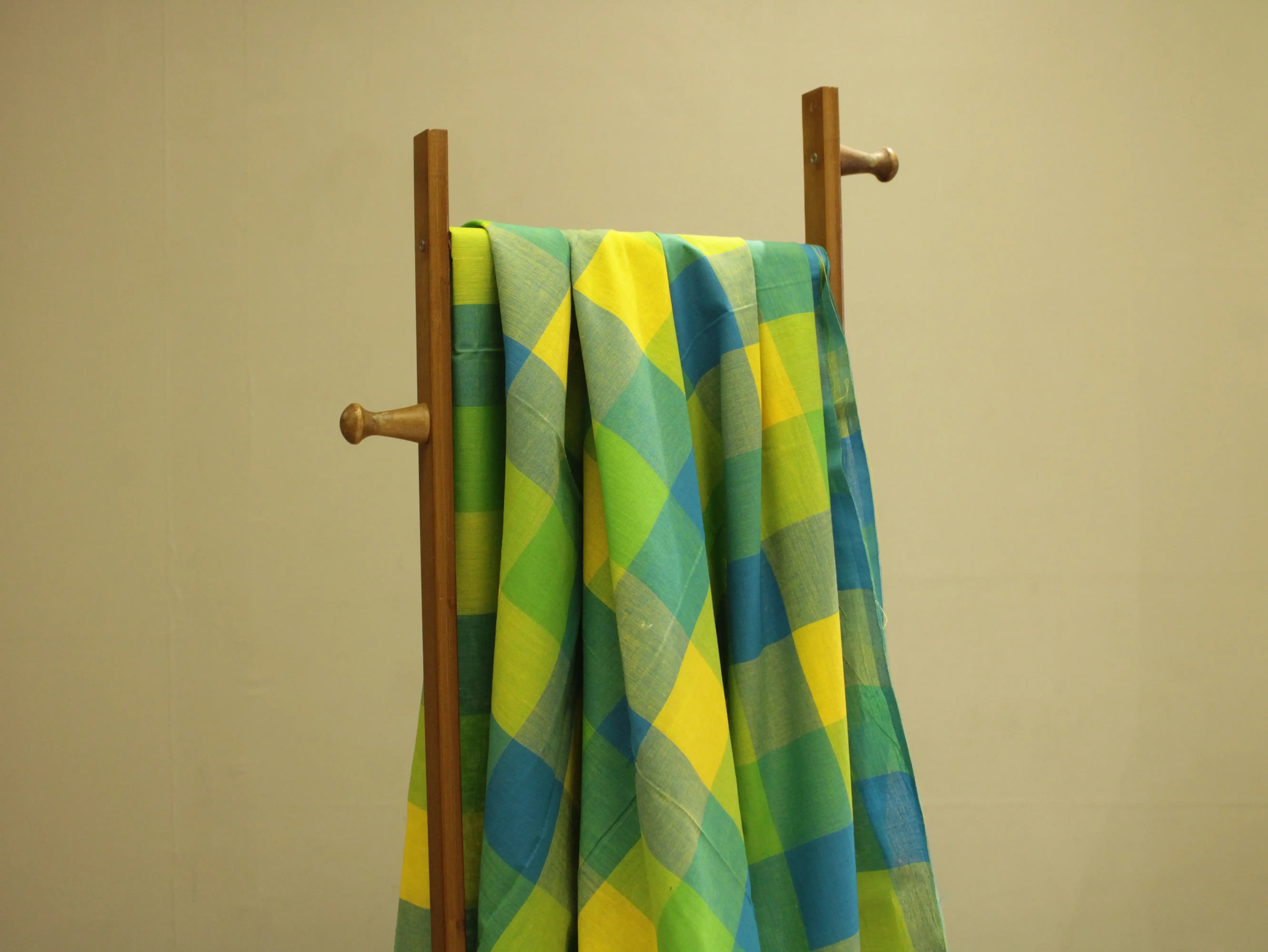 Big Multi Checked Handloom Pure Cotton Woven Fabric