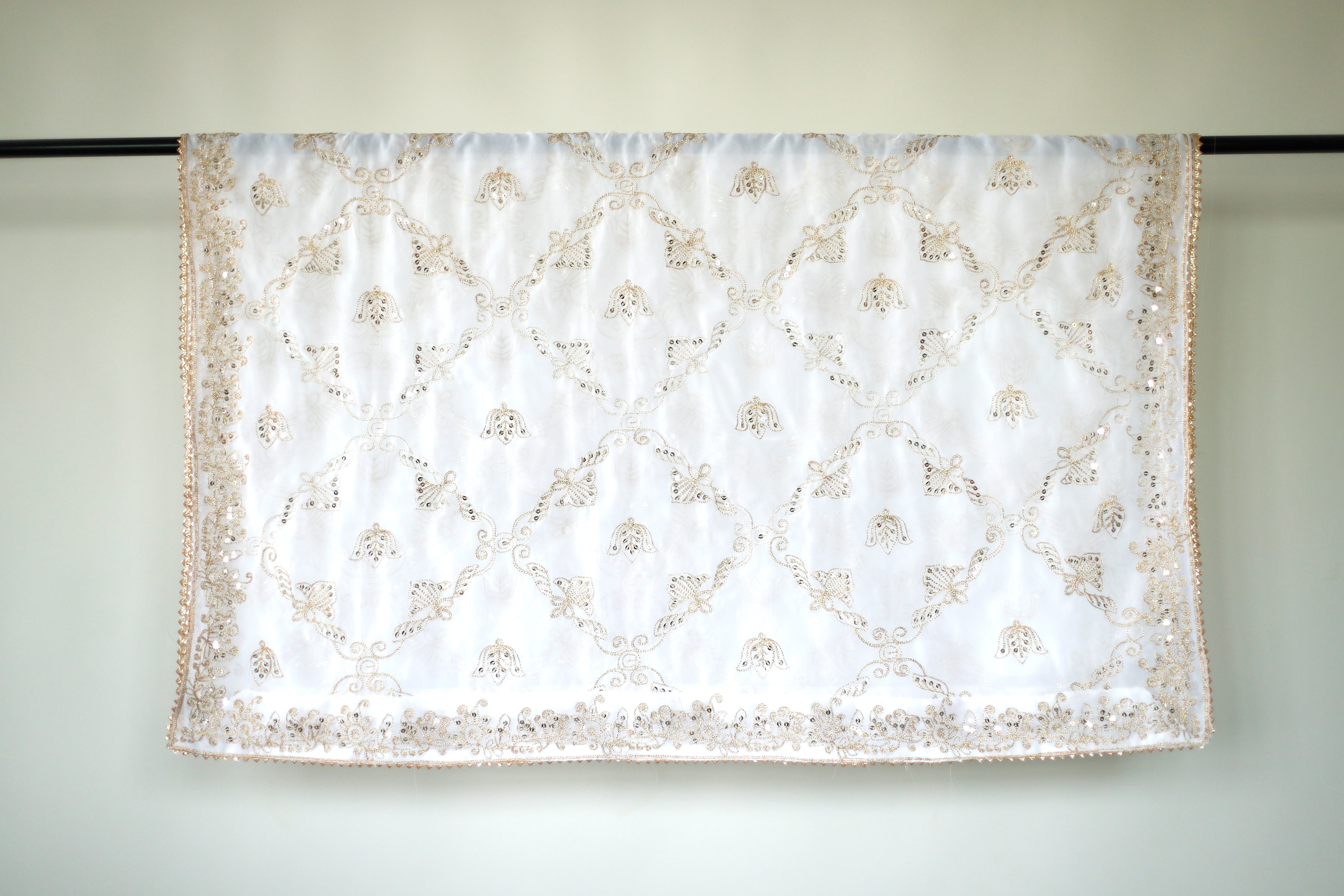 Fox Georgette Vintage Zari Work Dupatta - White