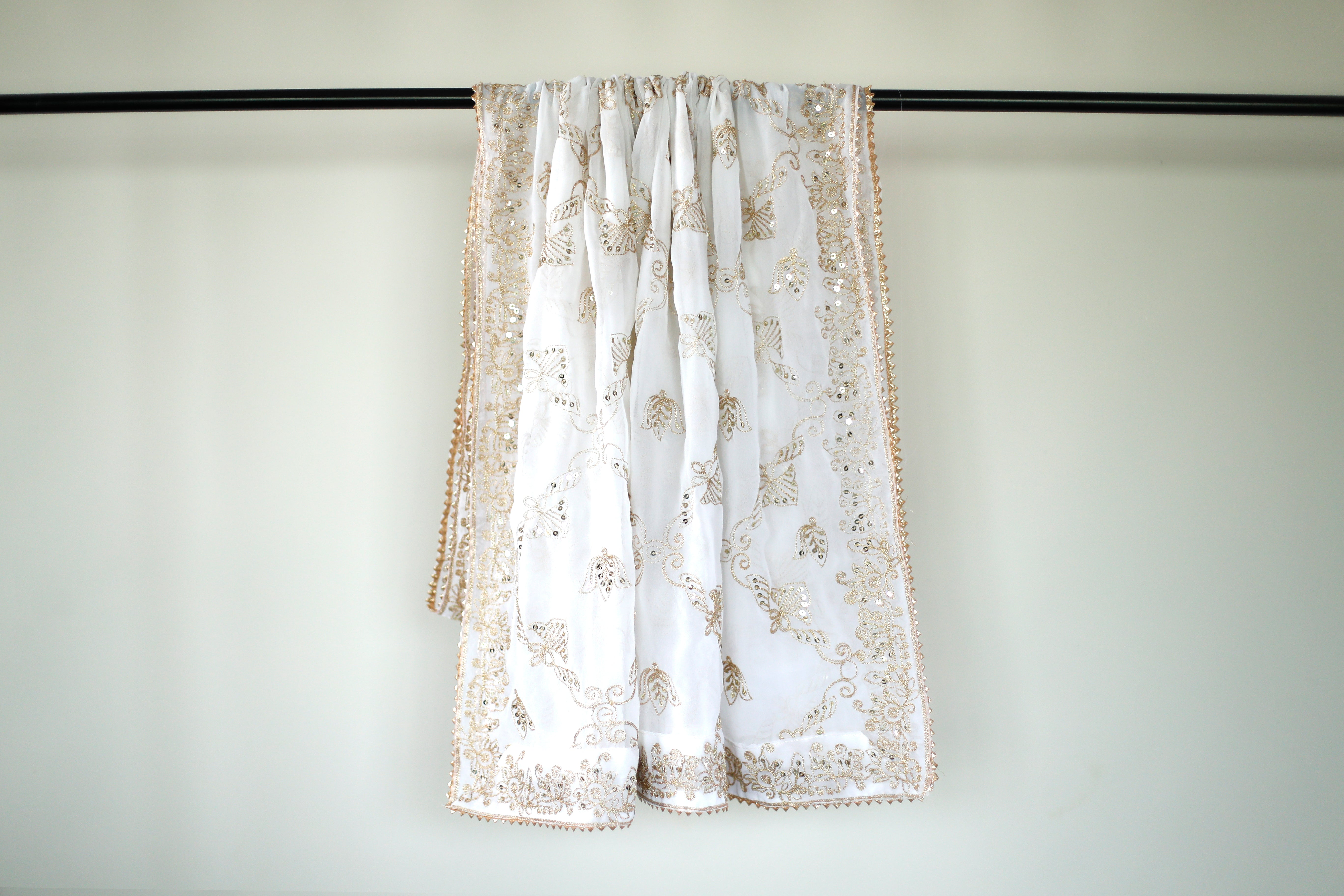 Fox Georgette Vintage Zari Work Dupatta - White