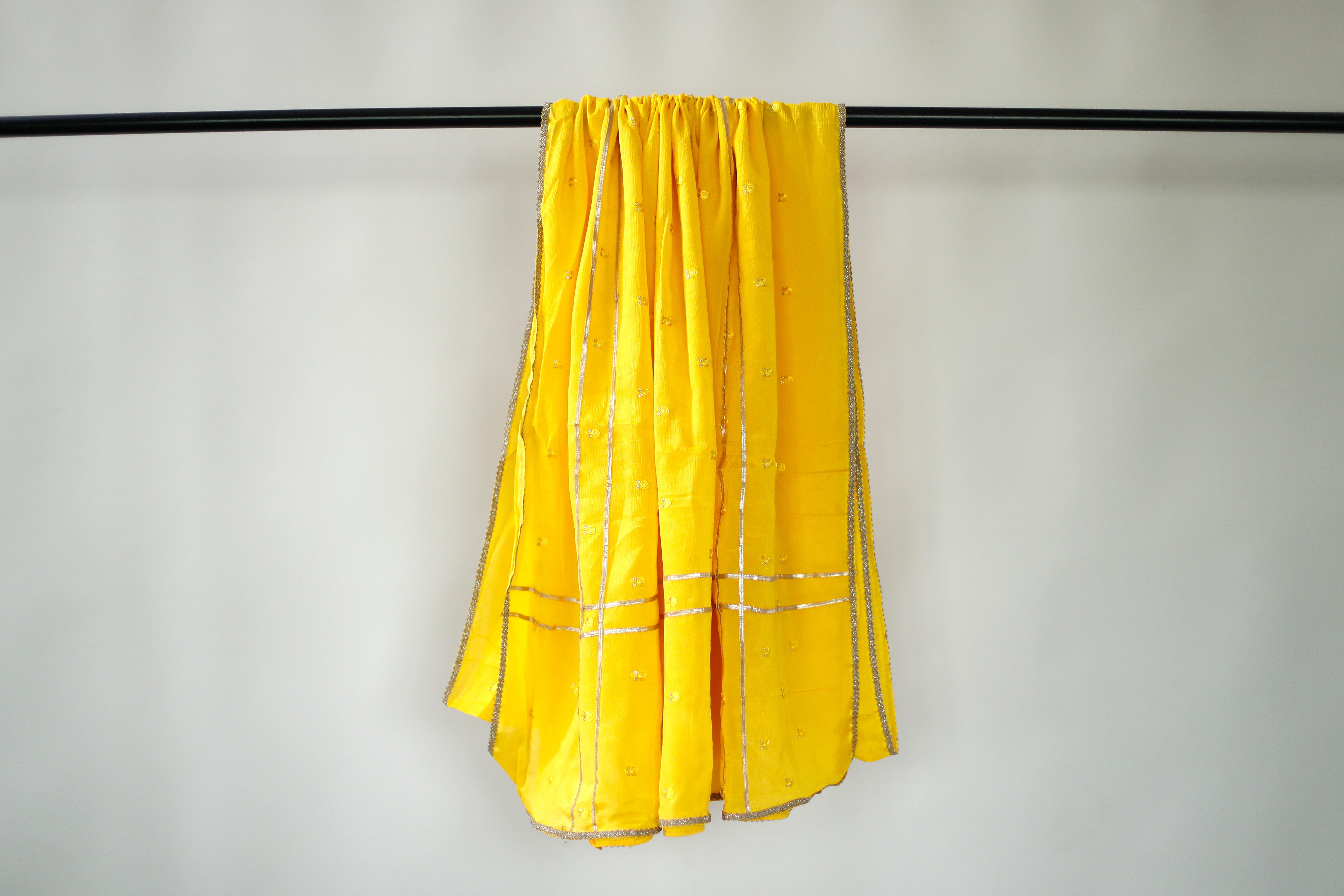 Chinon Minimal Buti Traditional Dupatta - Yellow - M'Foks