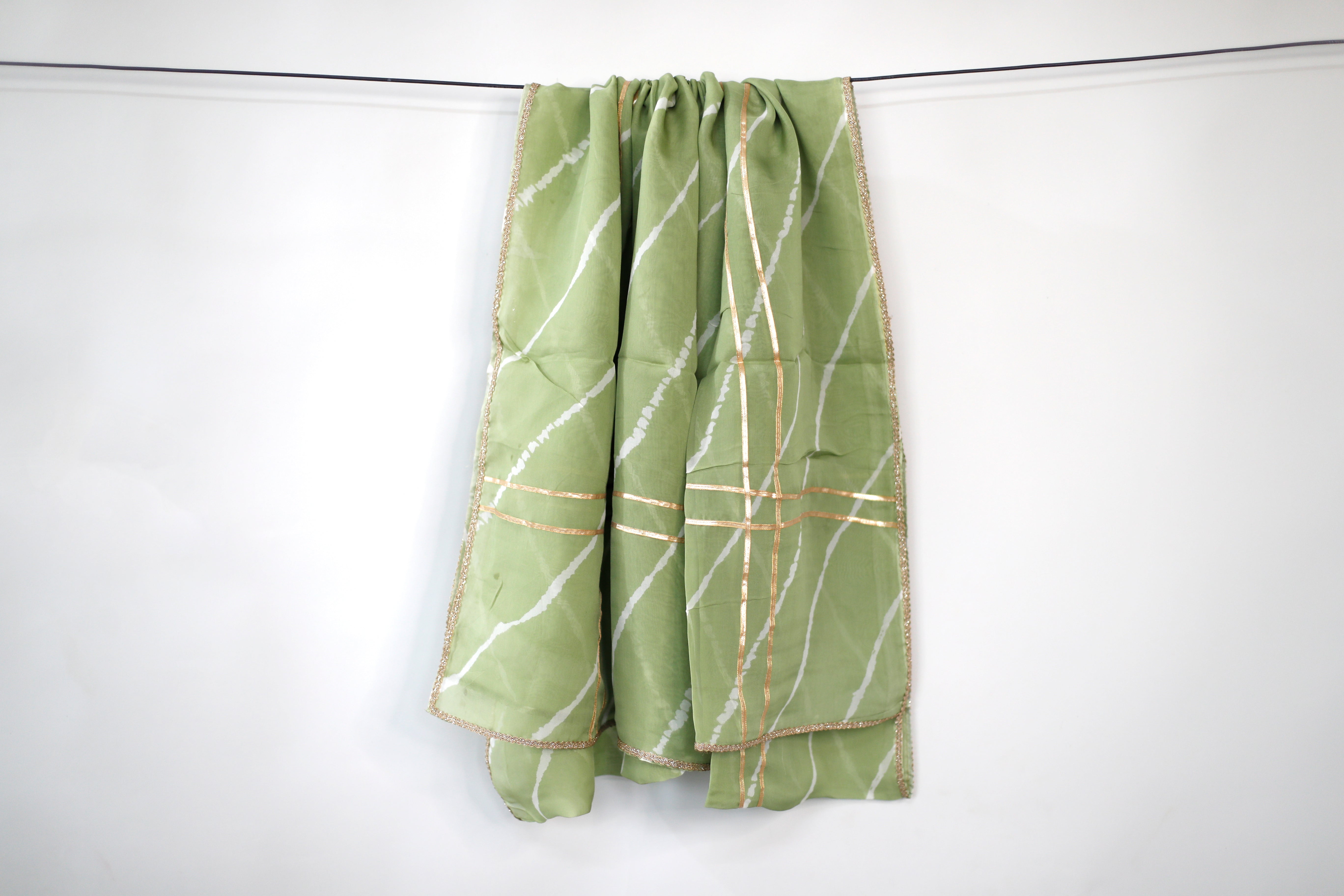 Viscose Organza Traditional Dupatta - Pista - M'Foks