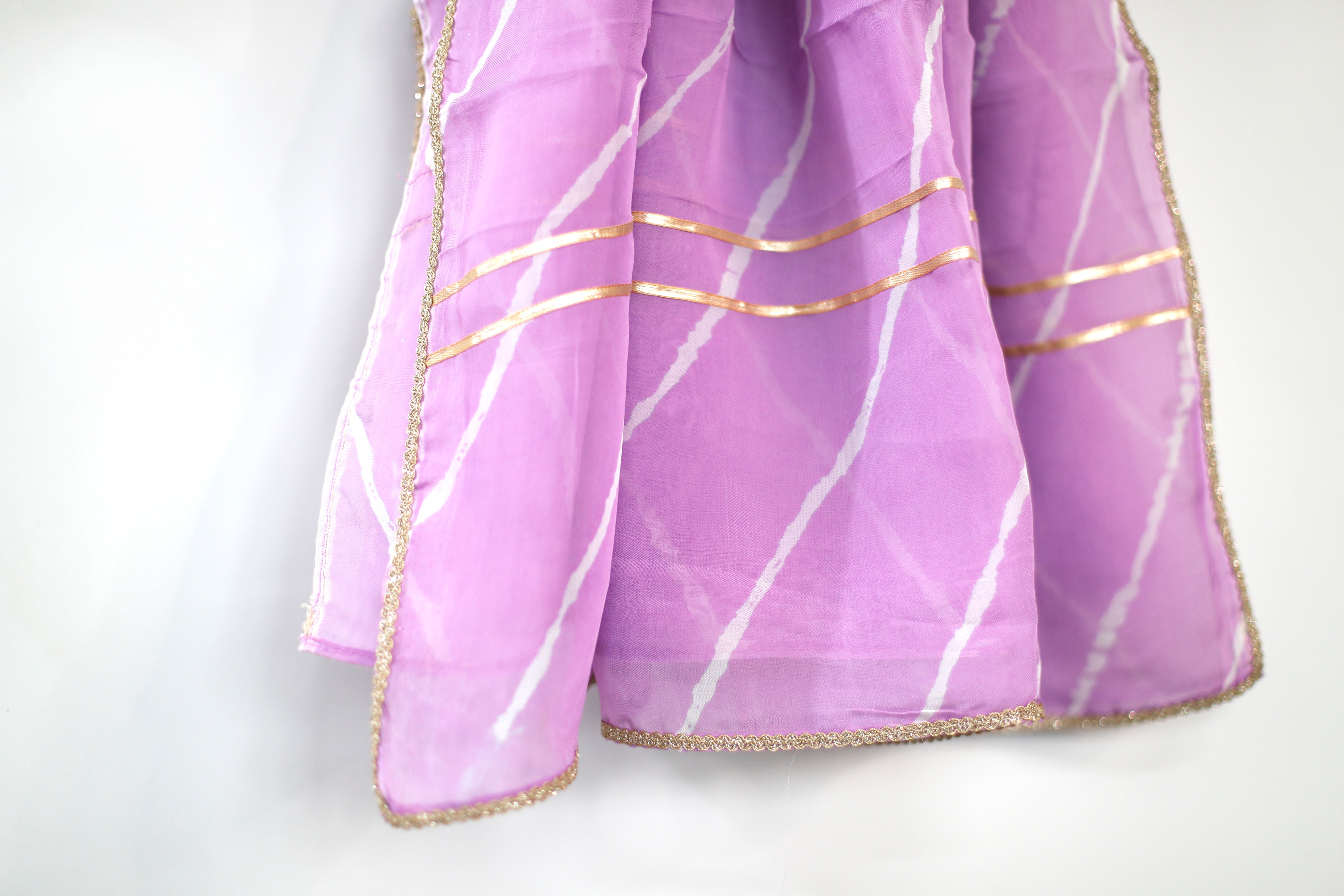 Viscose Organza Traditional Dupatta - Lavender - M'Foks