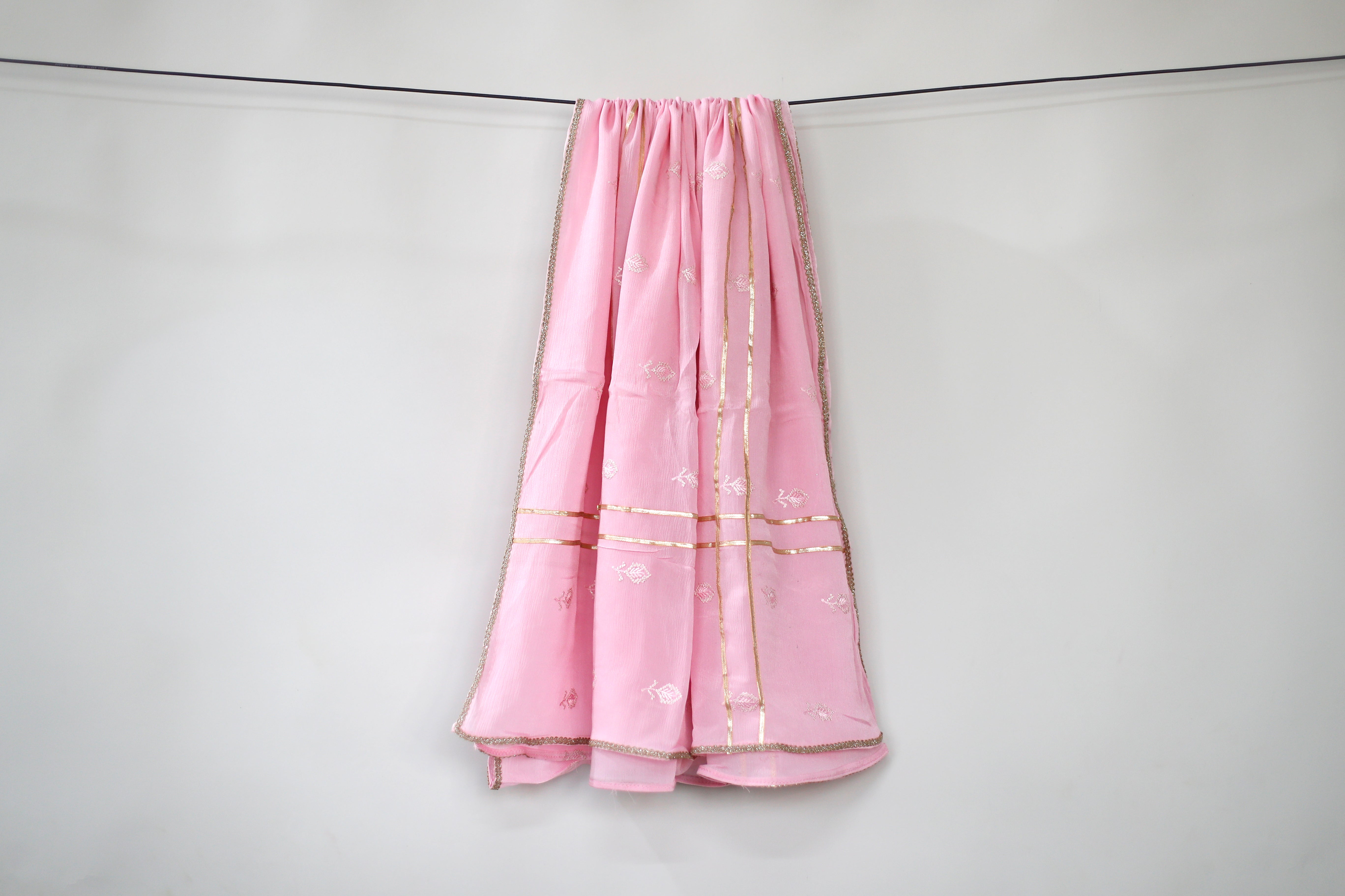 Chinon Minimal Buti Traditional Dupatta - LIght Pink - M'Foks