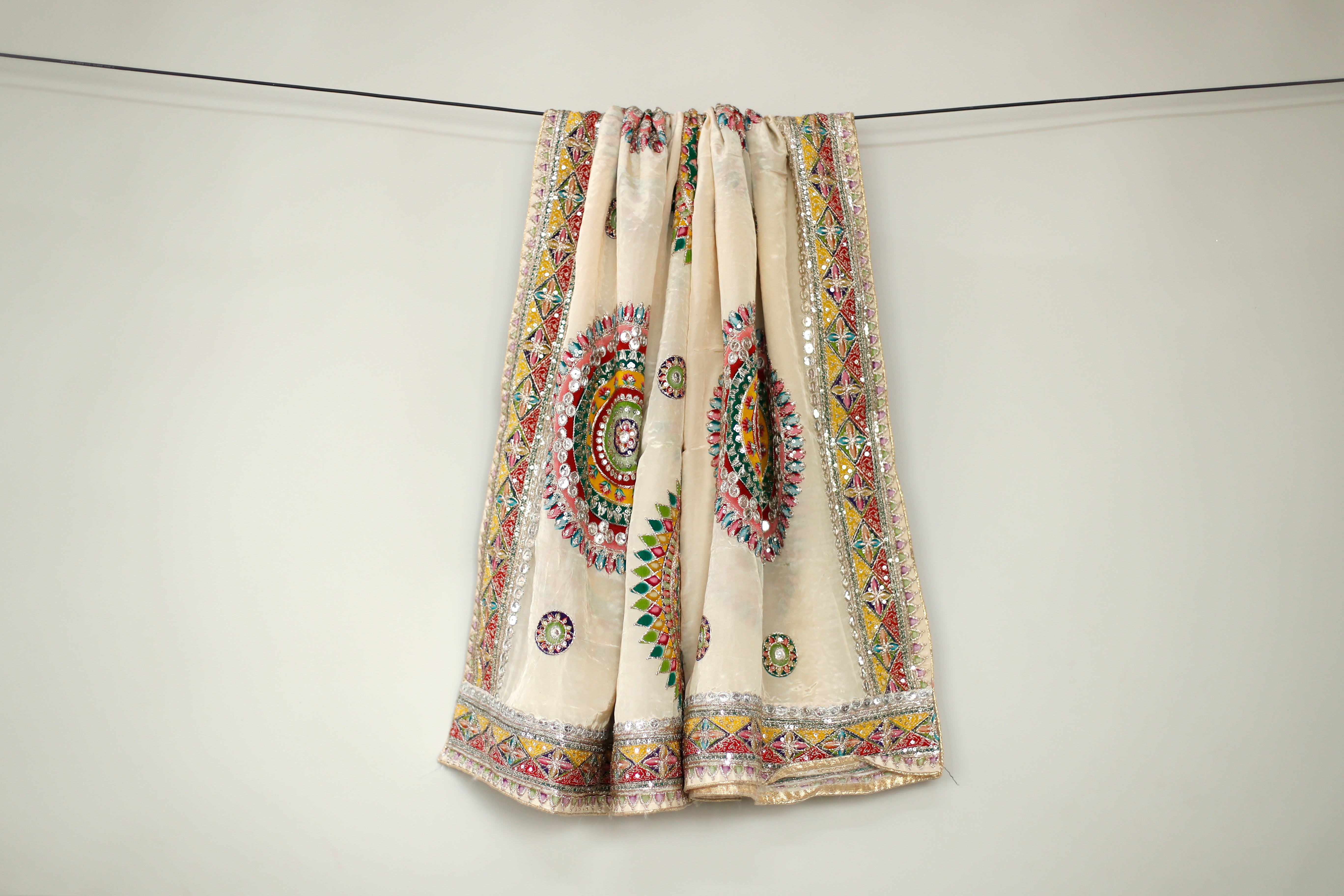 Natural Crepe Multi Color Position Work Dupatta