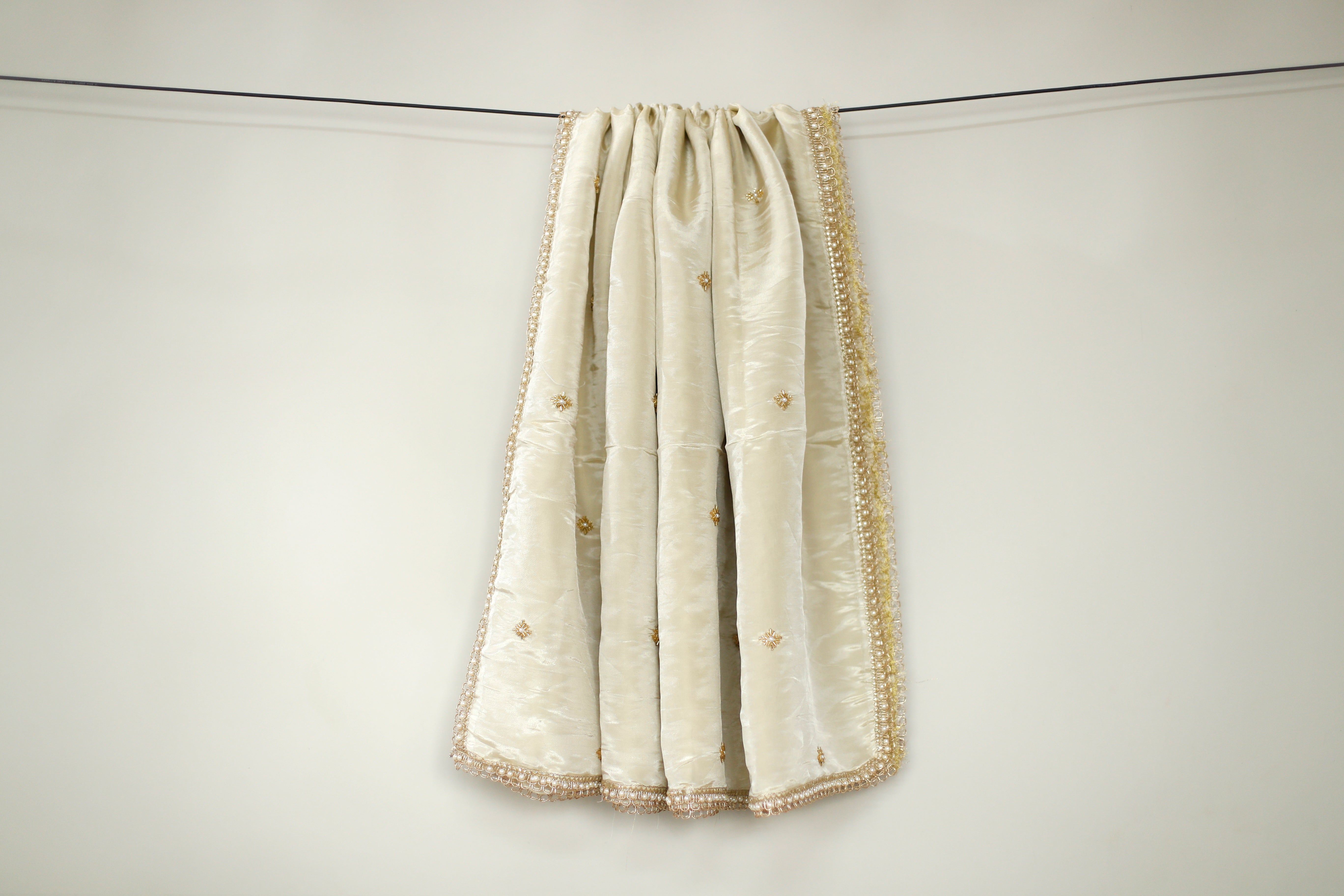 Tissue Pearl Buti Work Dupatta - Dyeable