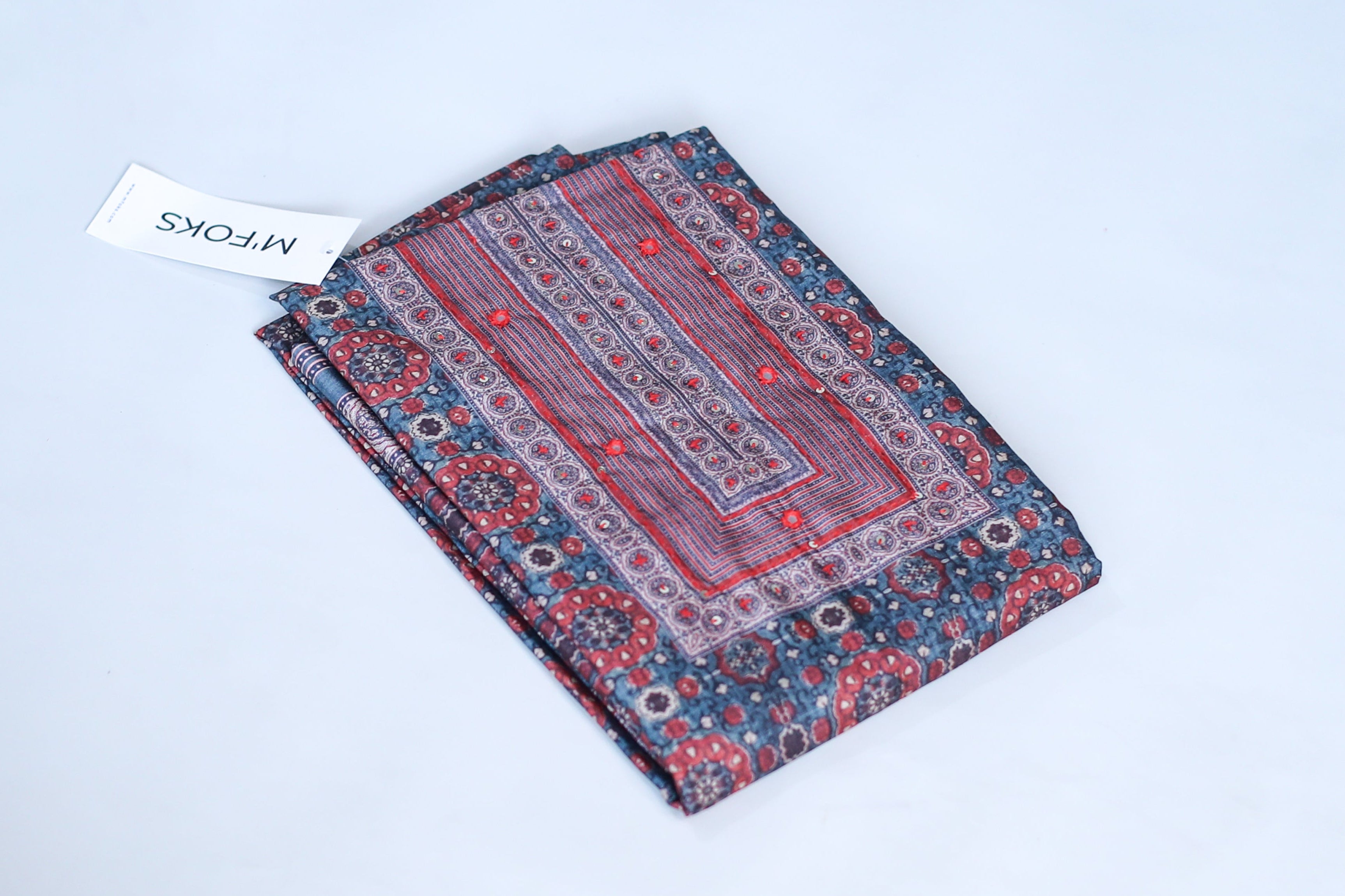 Pure Cotton Silk Ajrakh Print Unstitched Suit Set