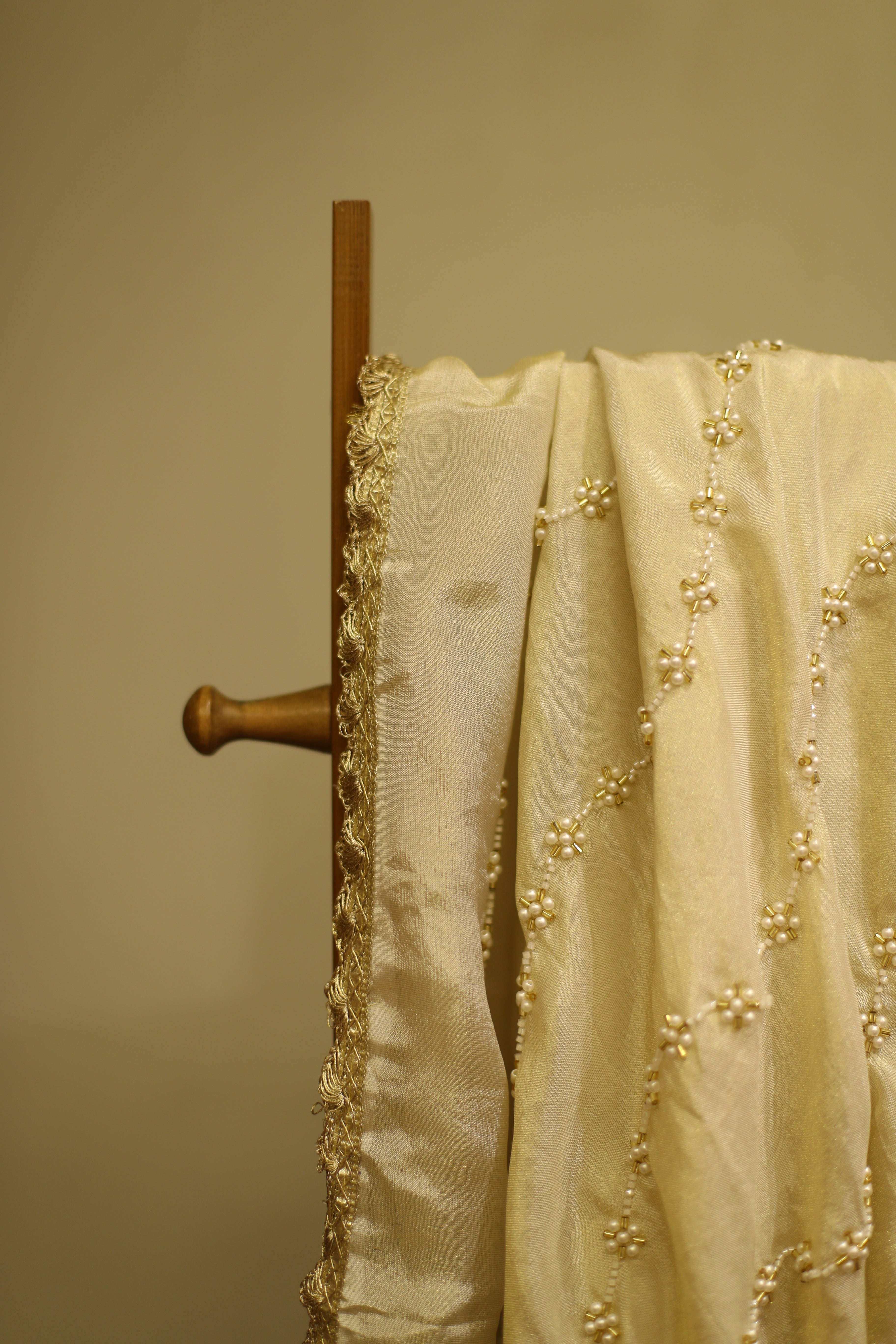Tissue Pearl Work Dupatta - Dyeable