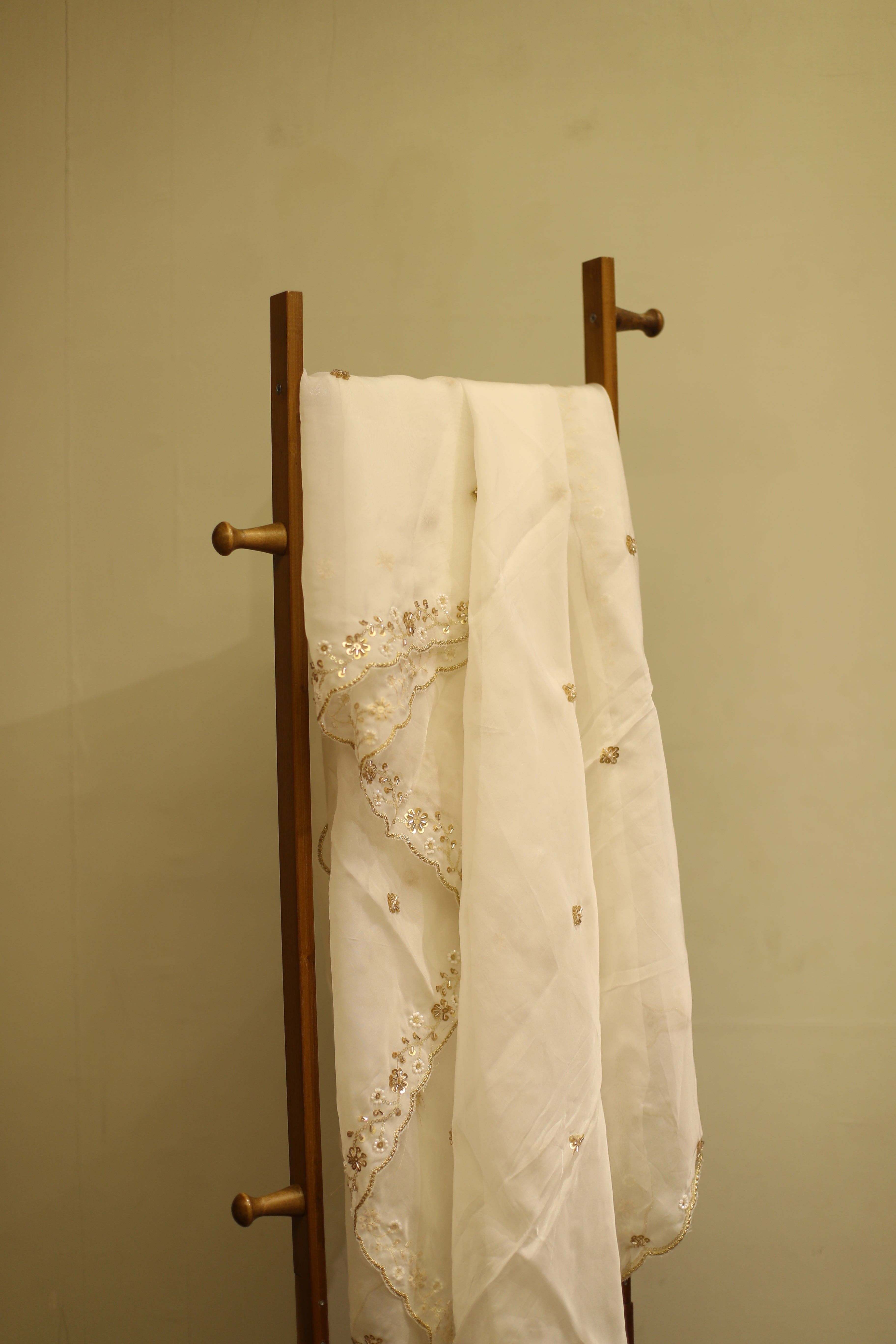 Pure Organza Cutdana Work Dupatta – Dyeable