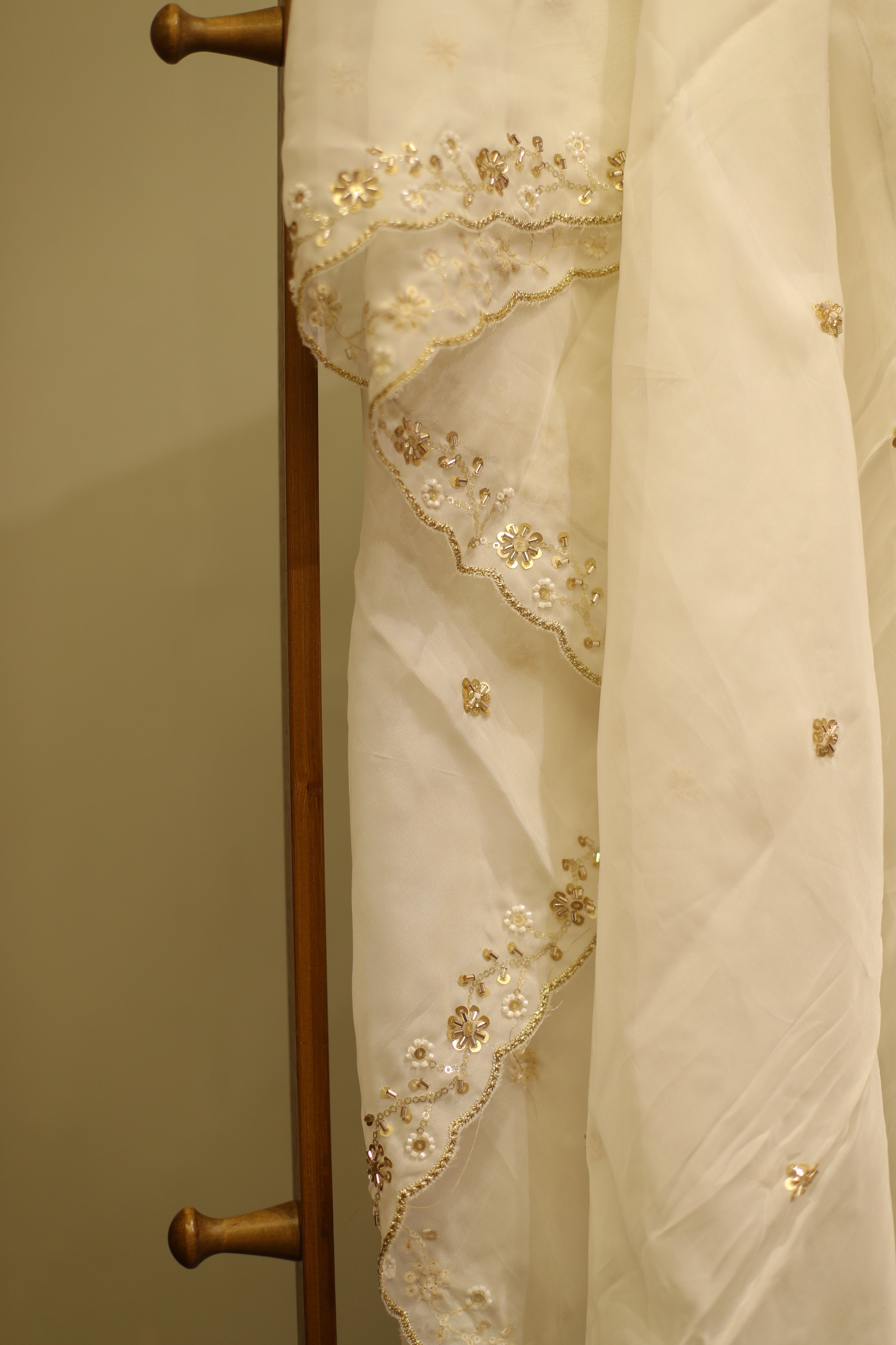 Pure Organza Cutdana Work Dupatta – Dyeable