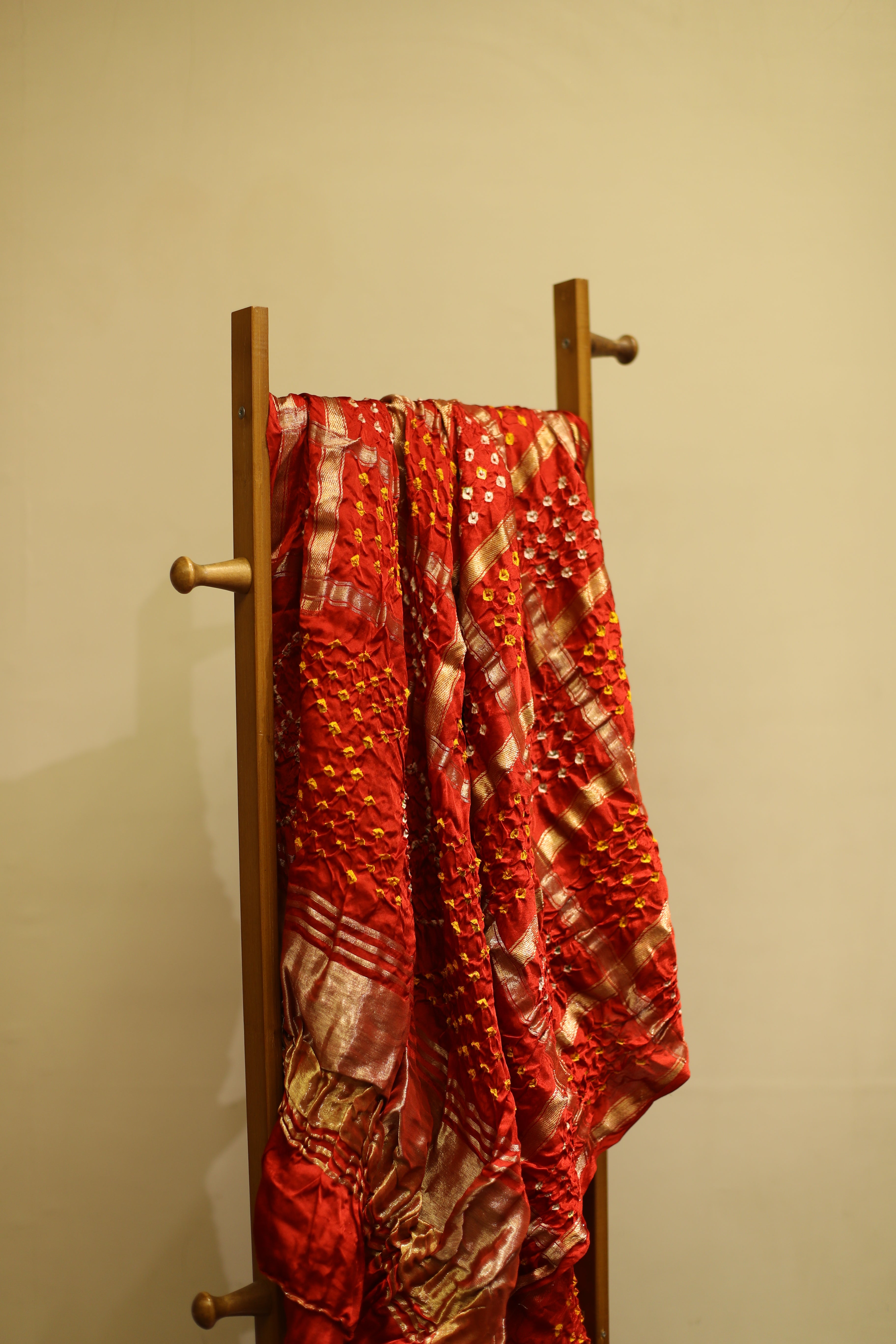 Modal Silk Red Lagdi Patta Gharchola Dupatta