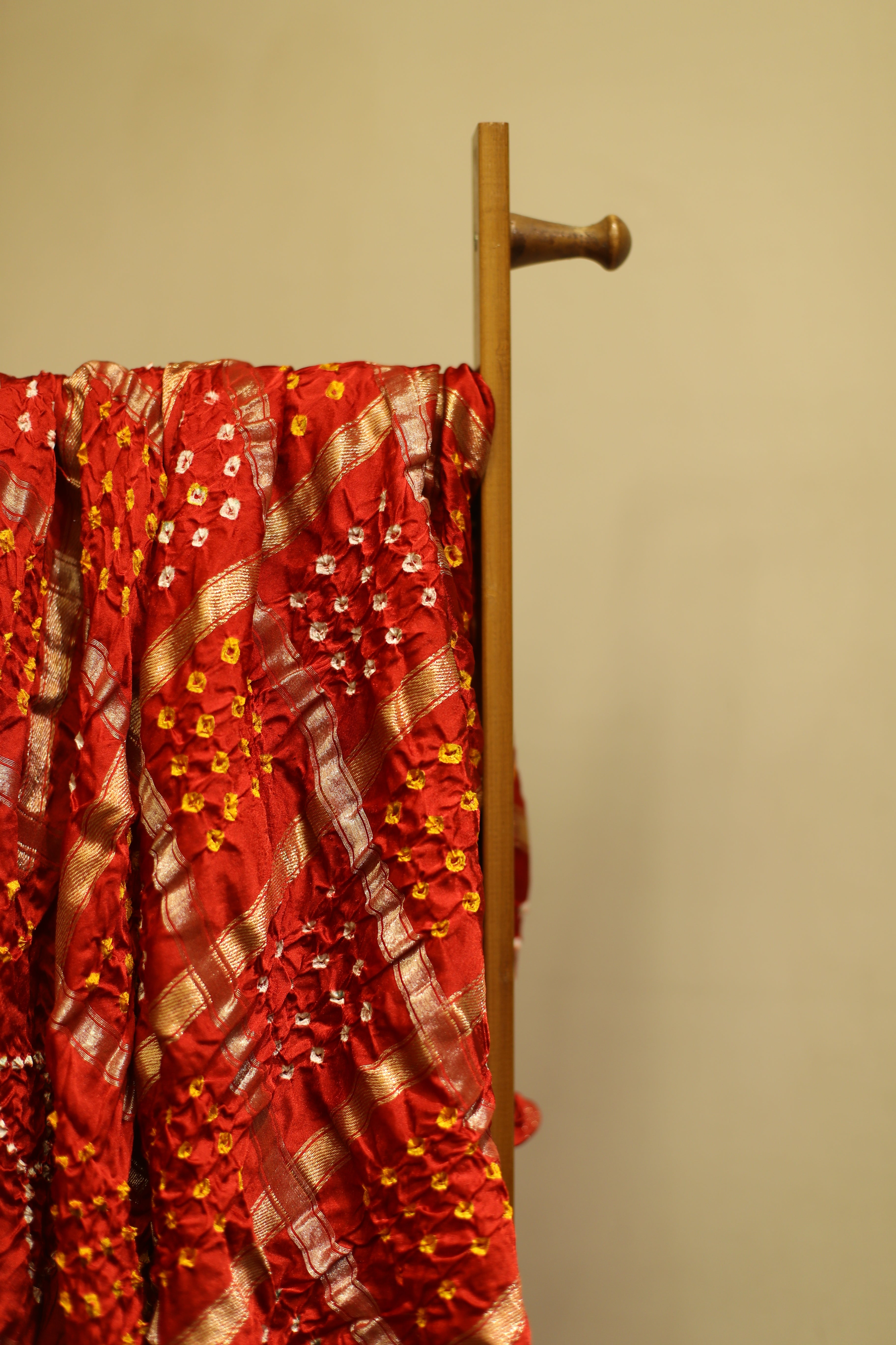 Modal Silk Red Lagdi Patta Gharchola Dupatta