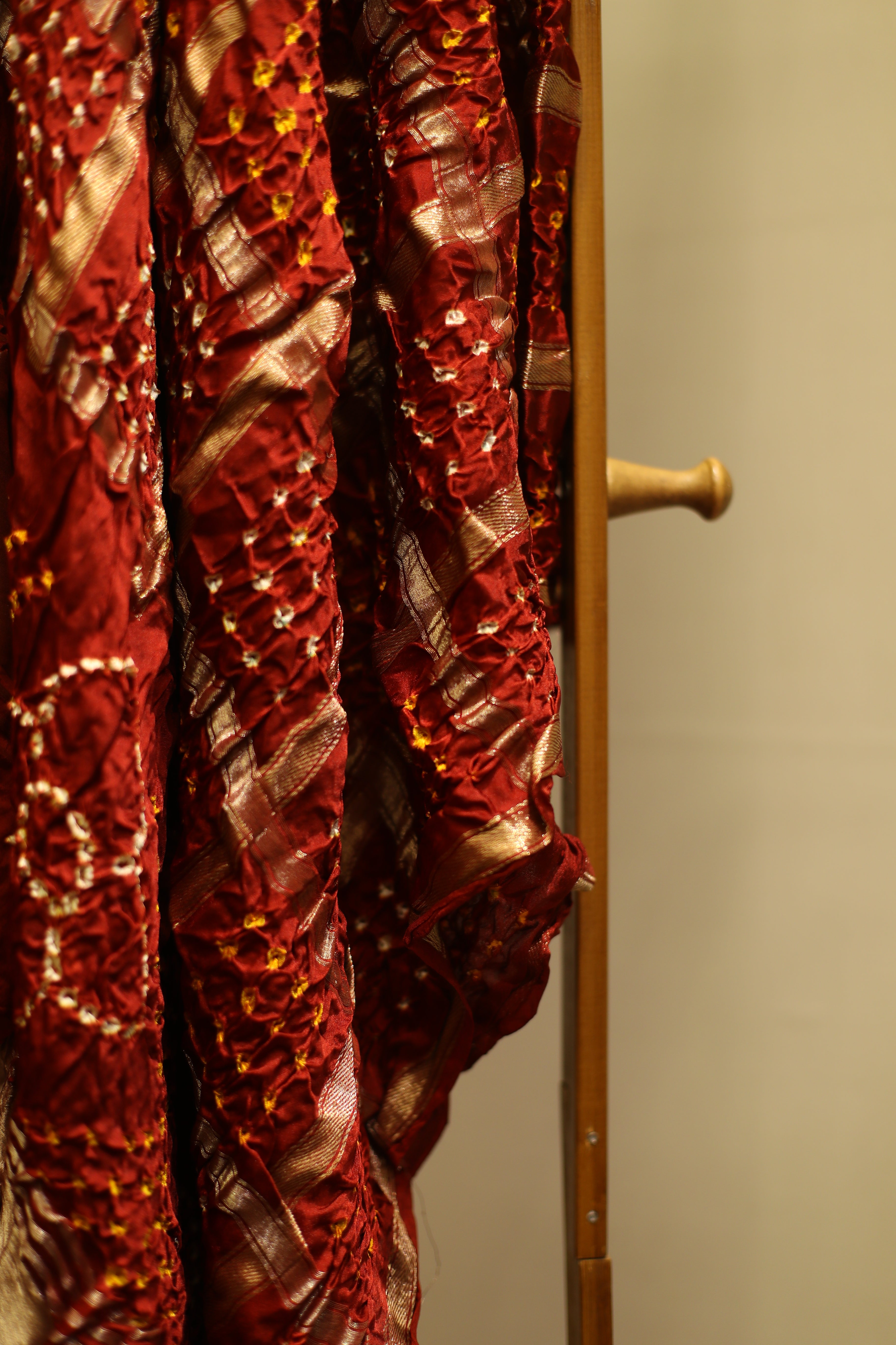 Modal Silk Maroon Lagdi Patta Gharchola Dupatta