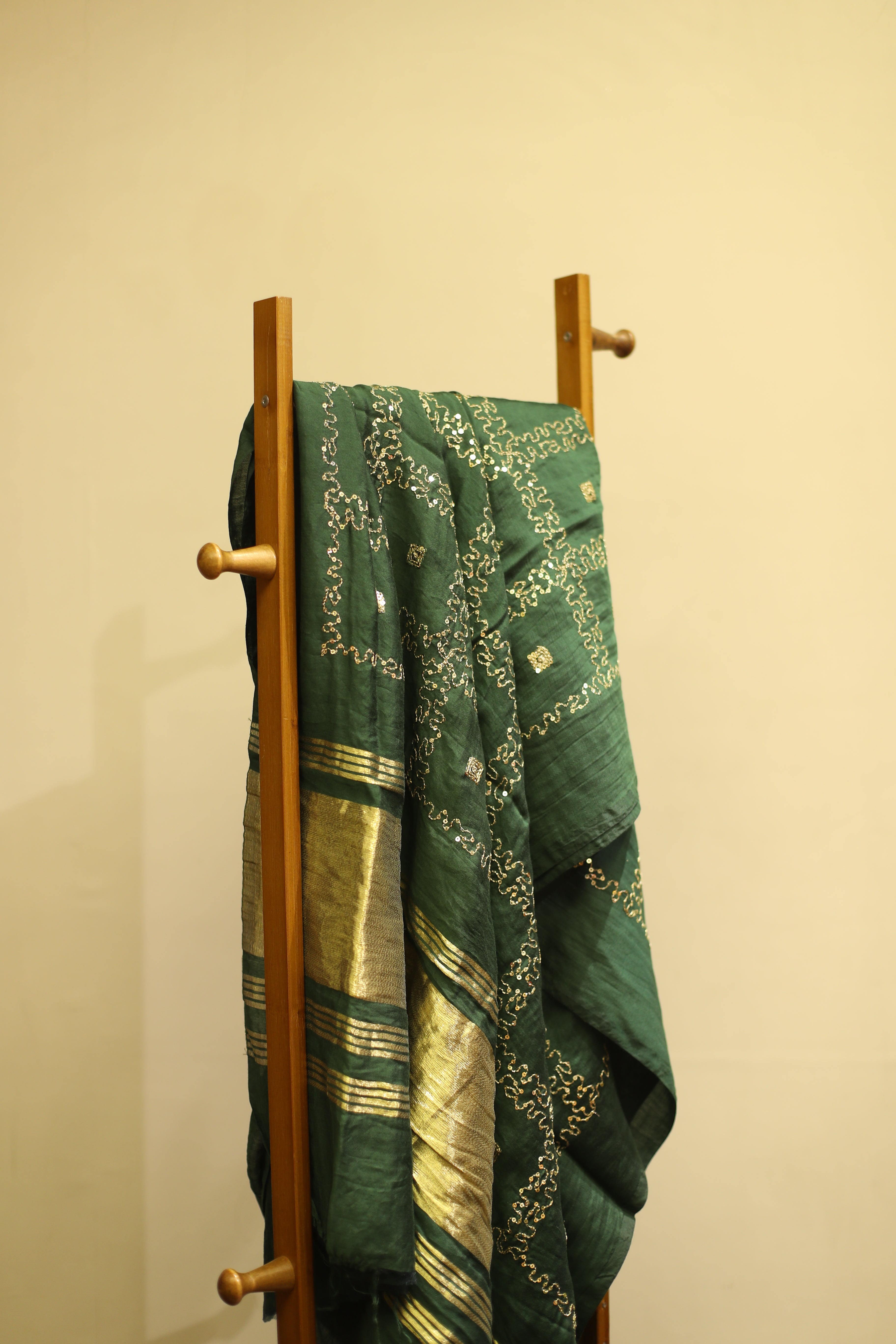 Viscose Chanderi Sequin Work Dupatta/Stole - Green