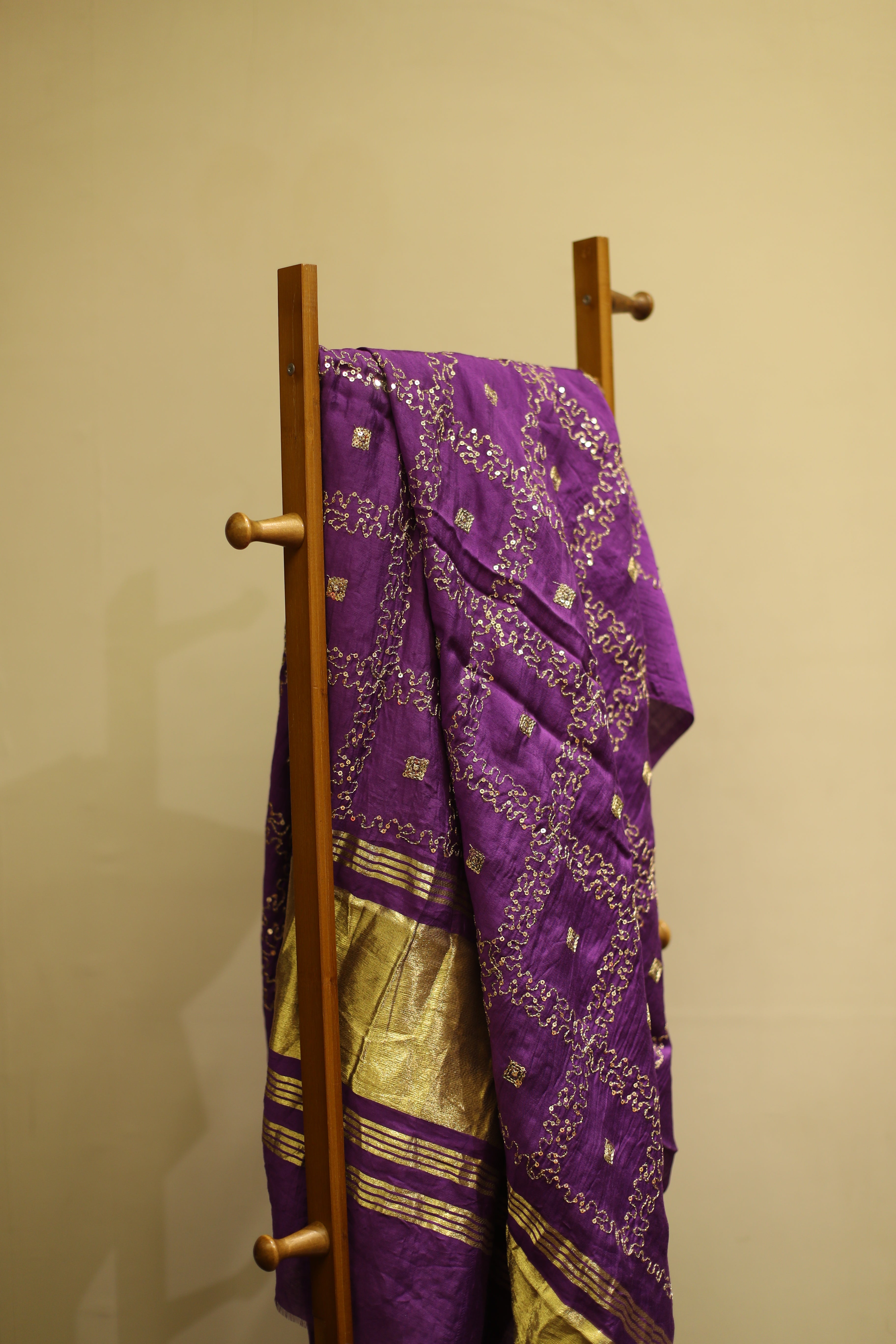 Viscose Chanderi Sequin Work Dupatta/Stole - Purple