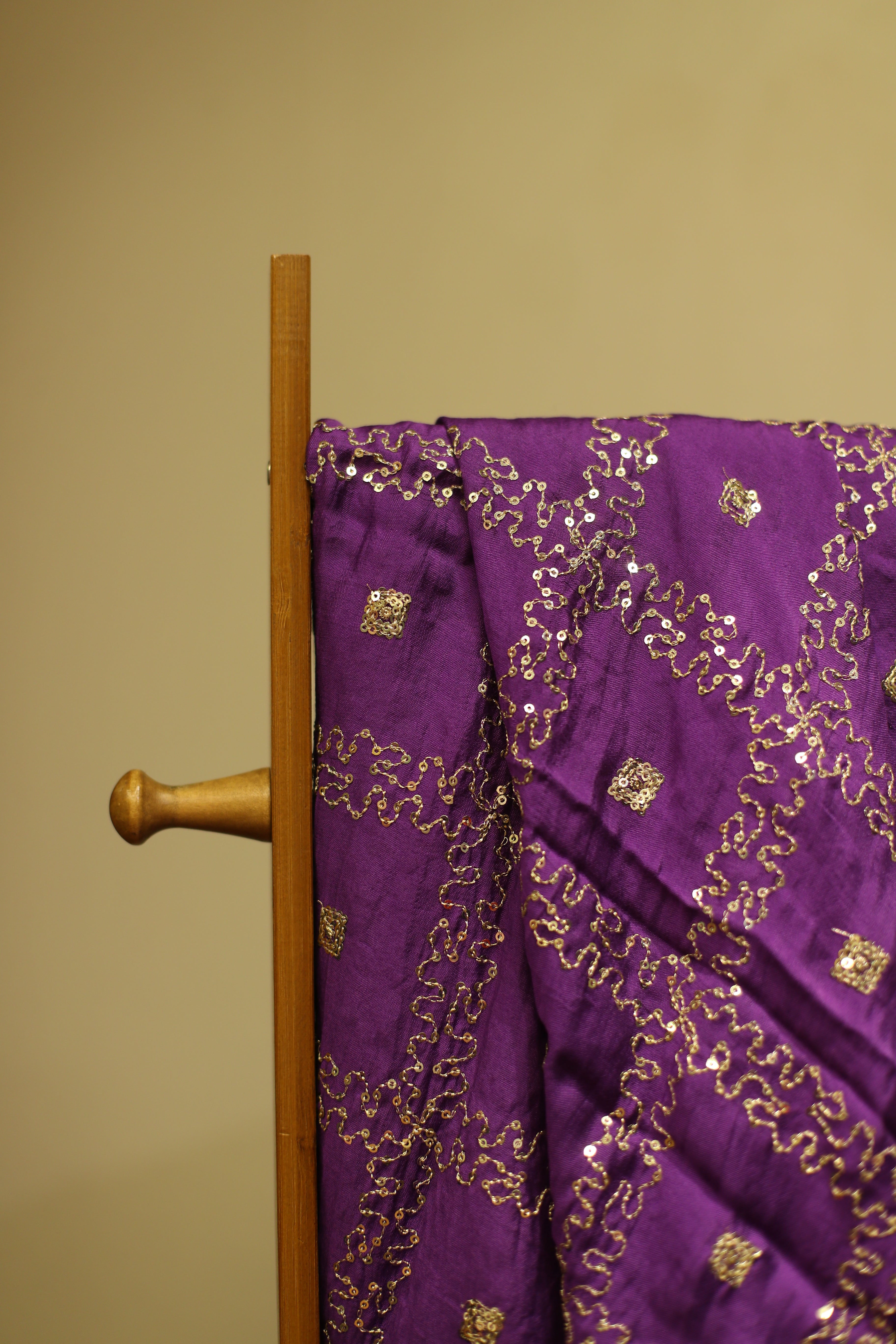 Viscose Chanderi Sequin Work Dupatta/Stole - Purple