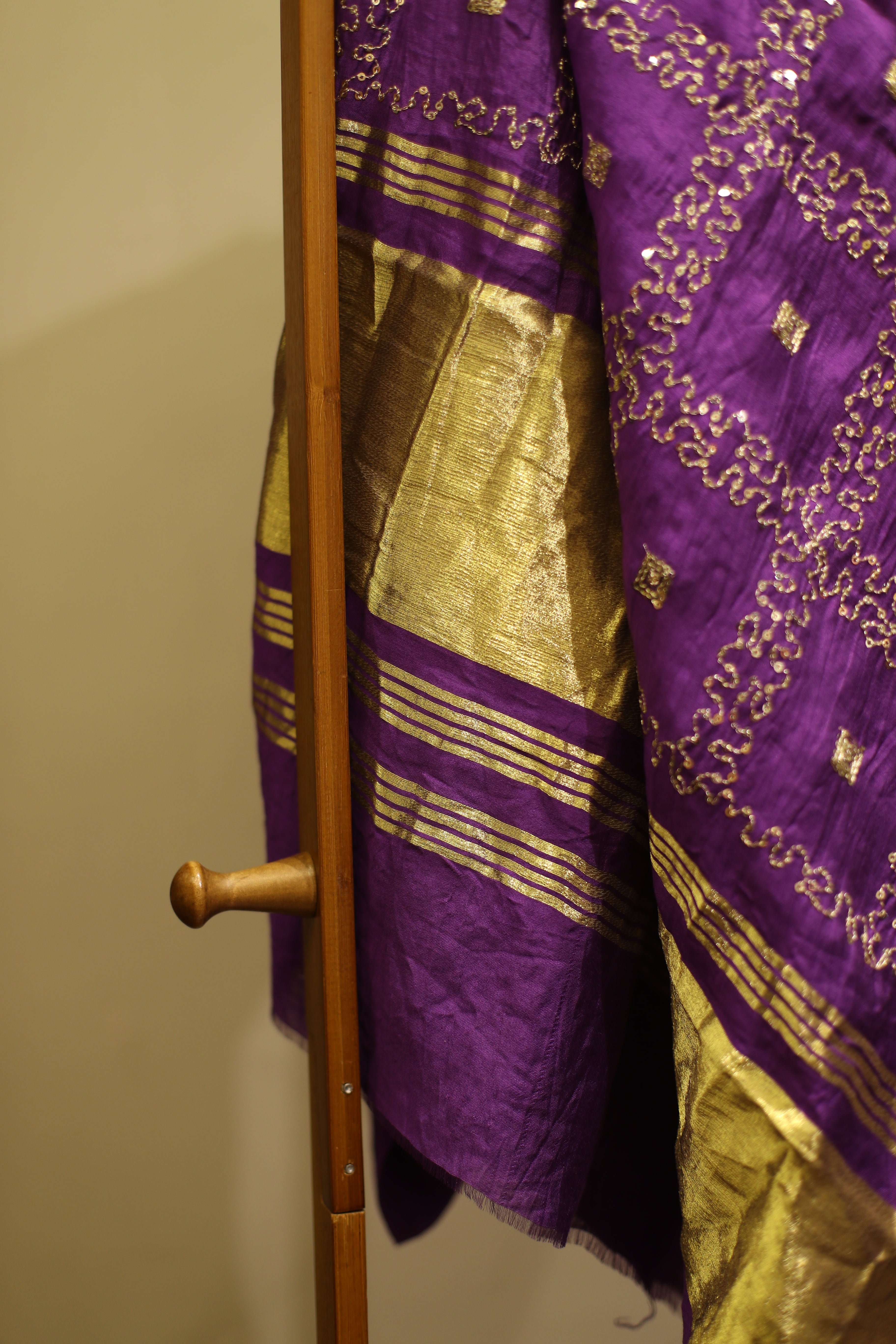 Viscose Chanderi Sequin Work Dupatta/Stole - Purple