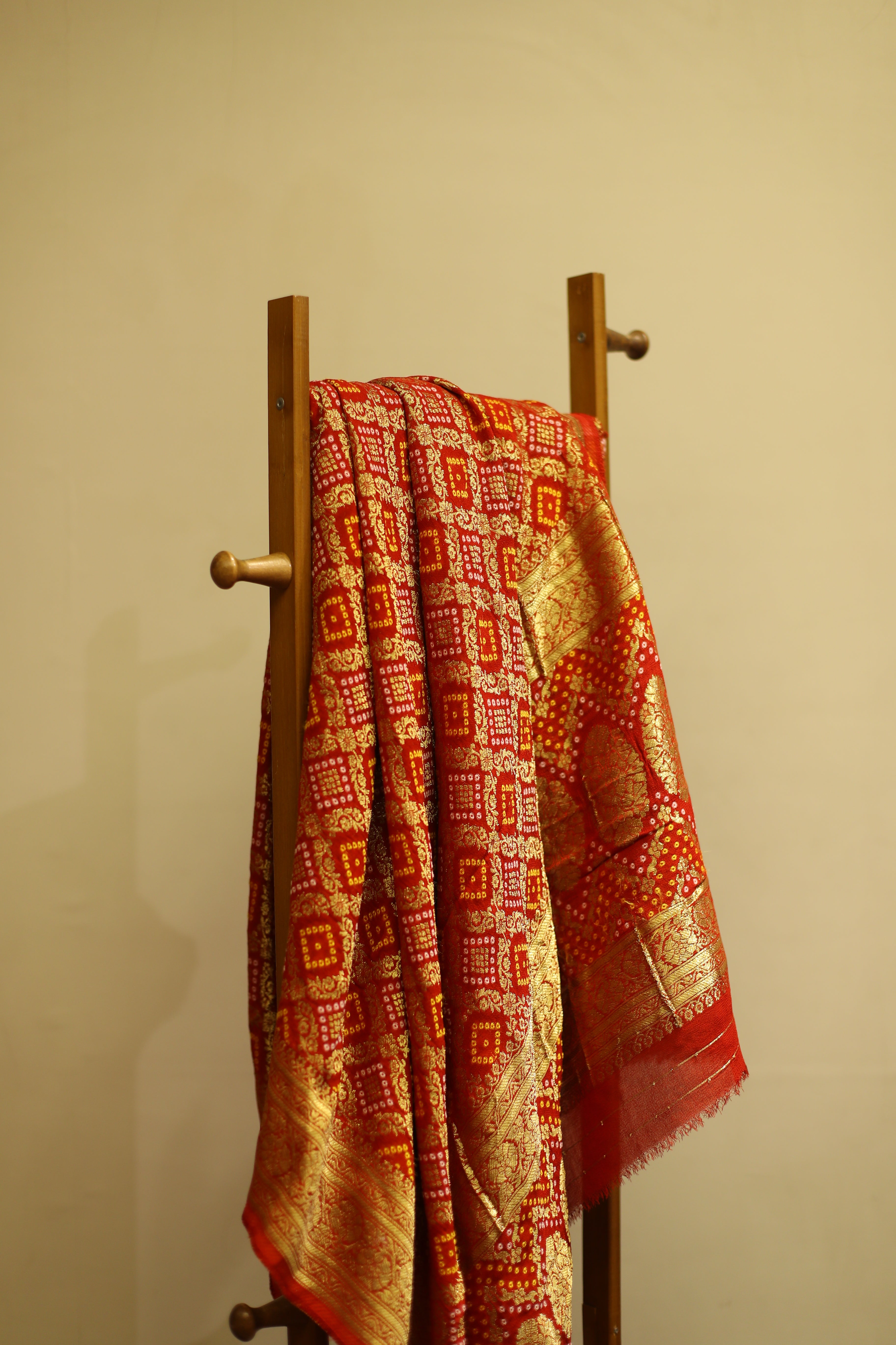 Gharchola Zari Woven Pure Georgette Dupatta - Red