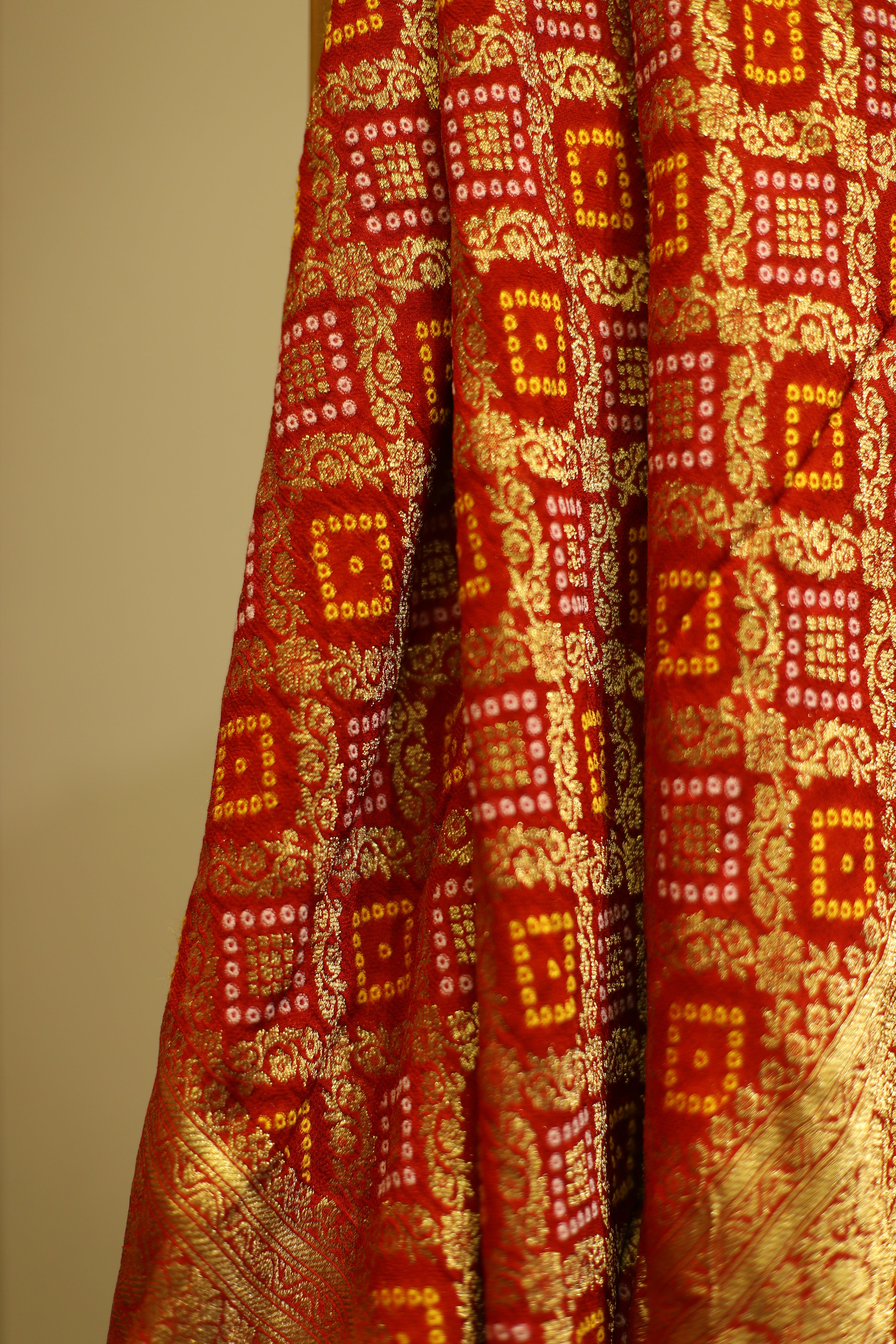 Gharchola Zari Woven Pure Georgette Dupatta - Red