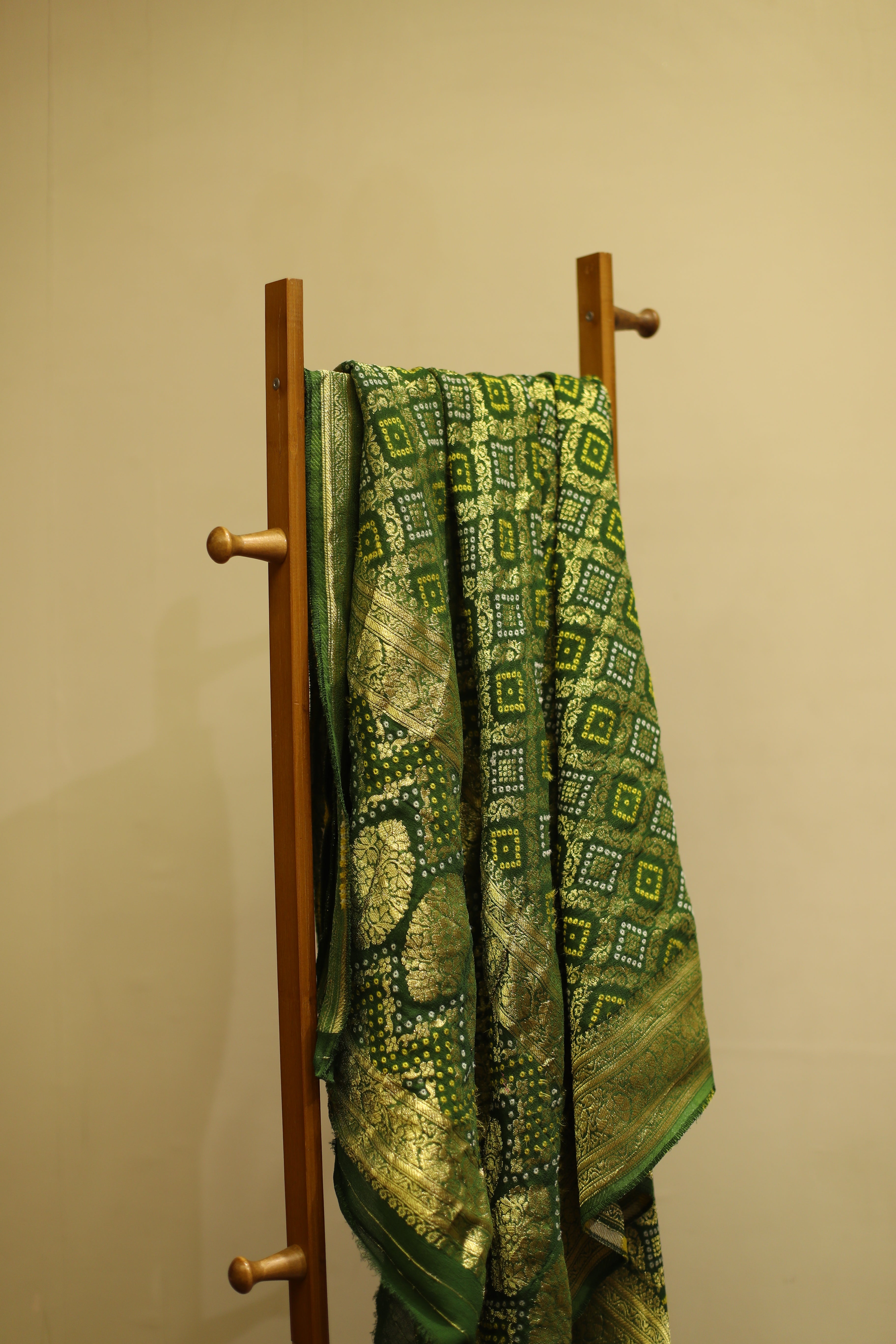 Gharchola Zari Woven Pure Georgette Dupatta - Green