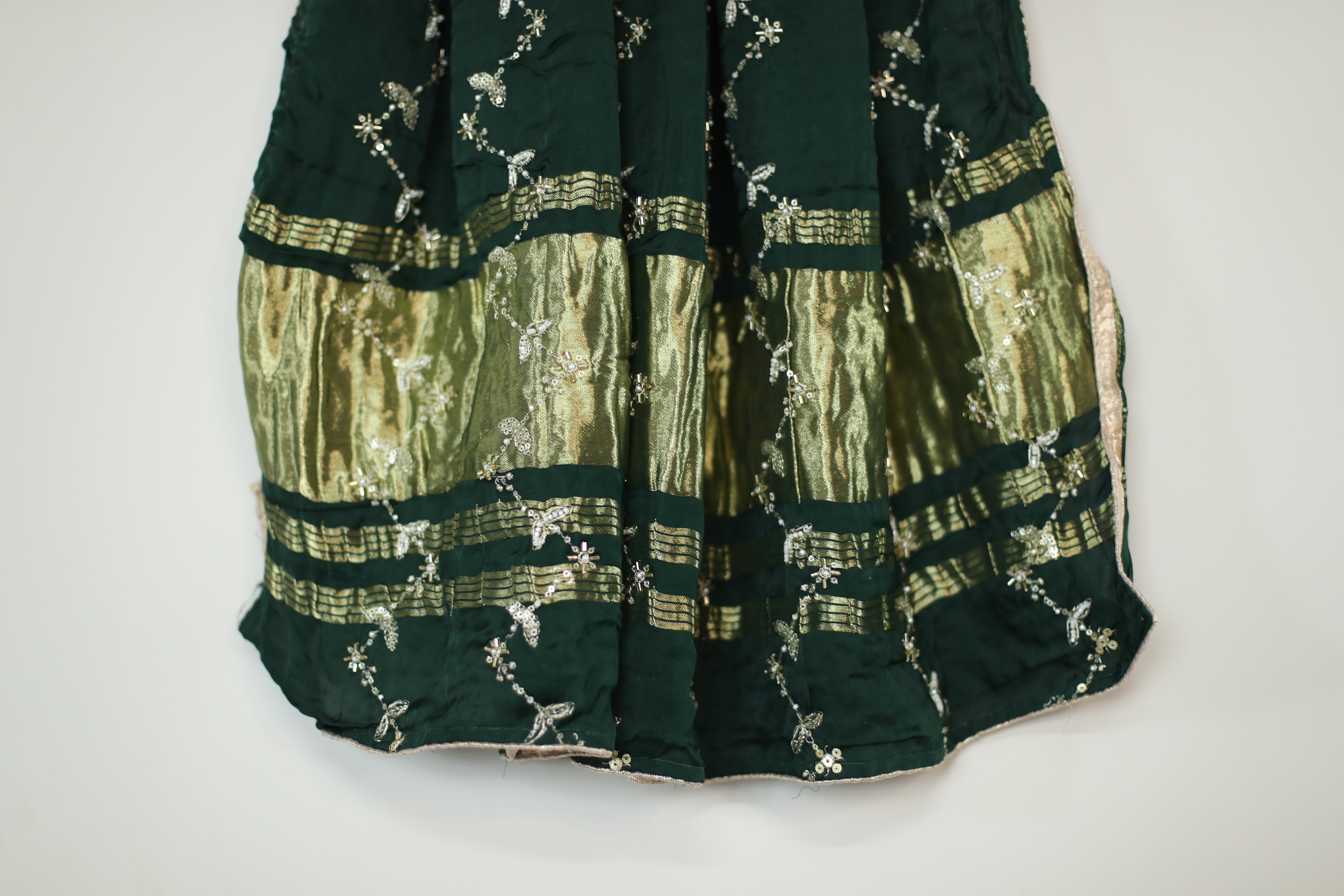 Gaji Vintage Pearl & Cutdana Work Dupatta - Green