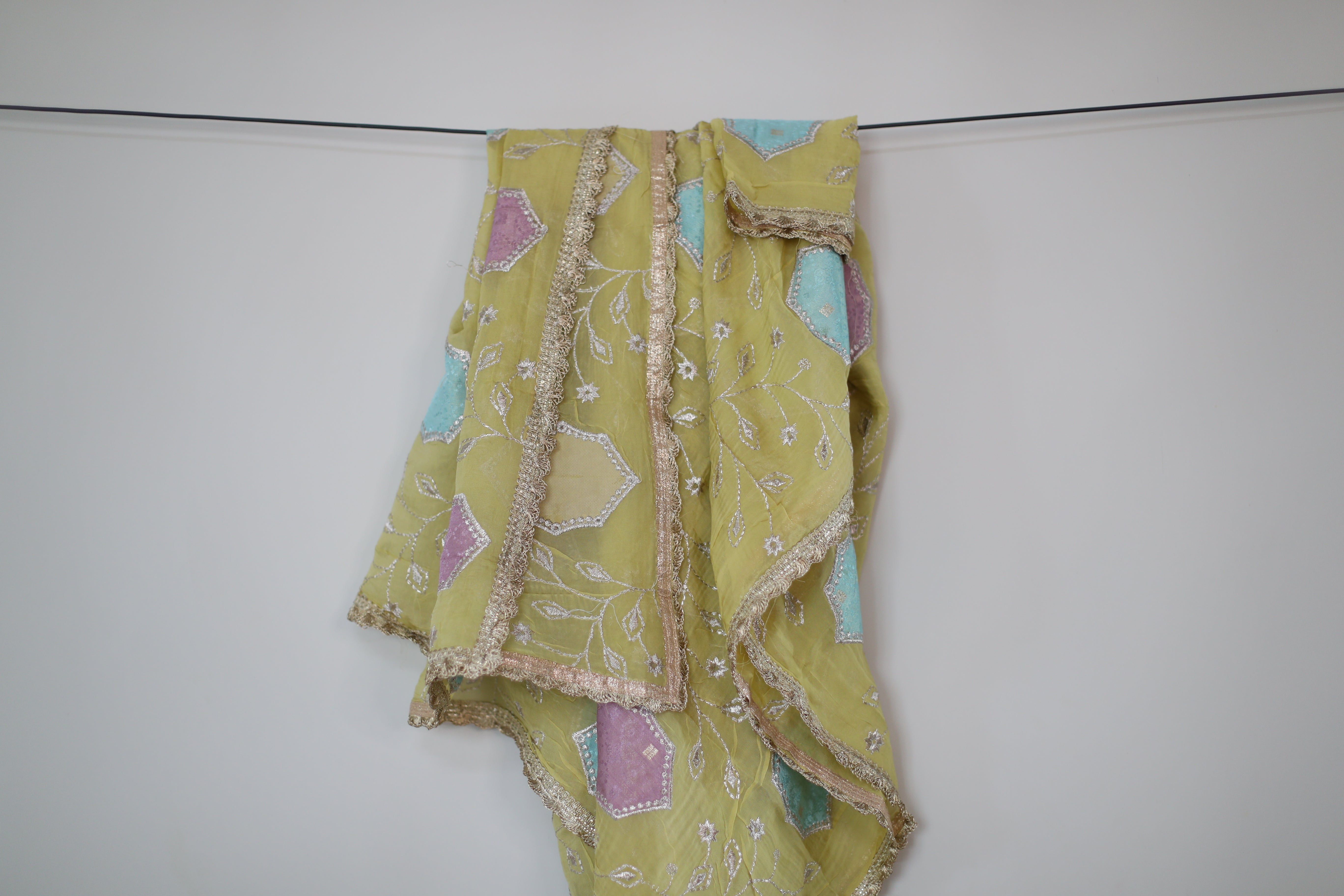 Pure Viscose Organza Vintage Zari Work Dupatta
