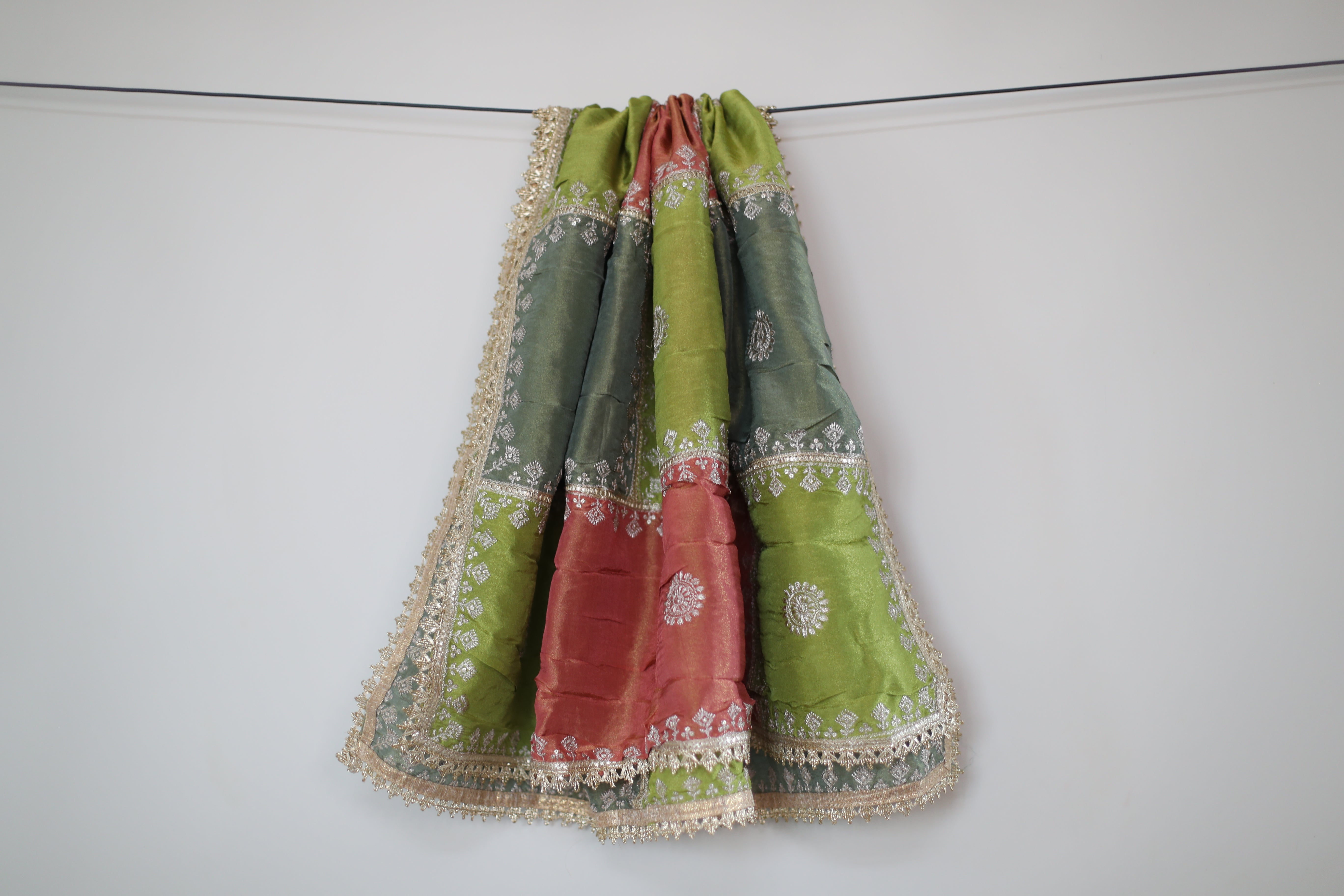 Pure Tissue Multi-Shade Vintage Zari Work Dupatta