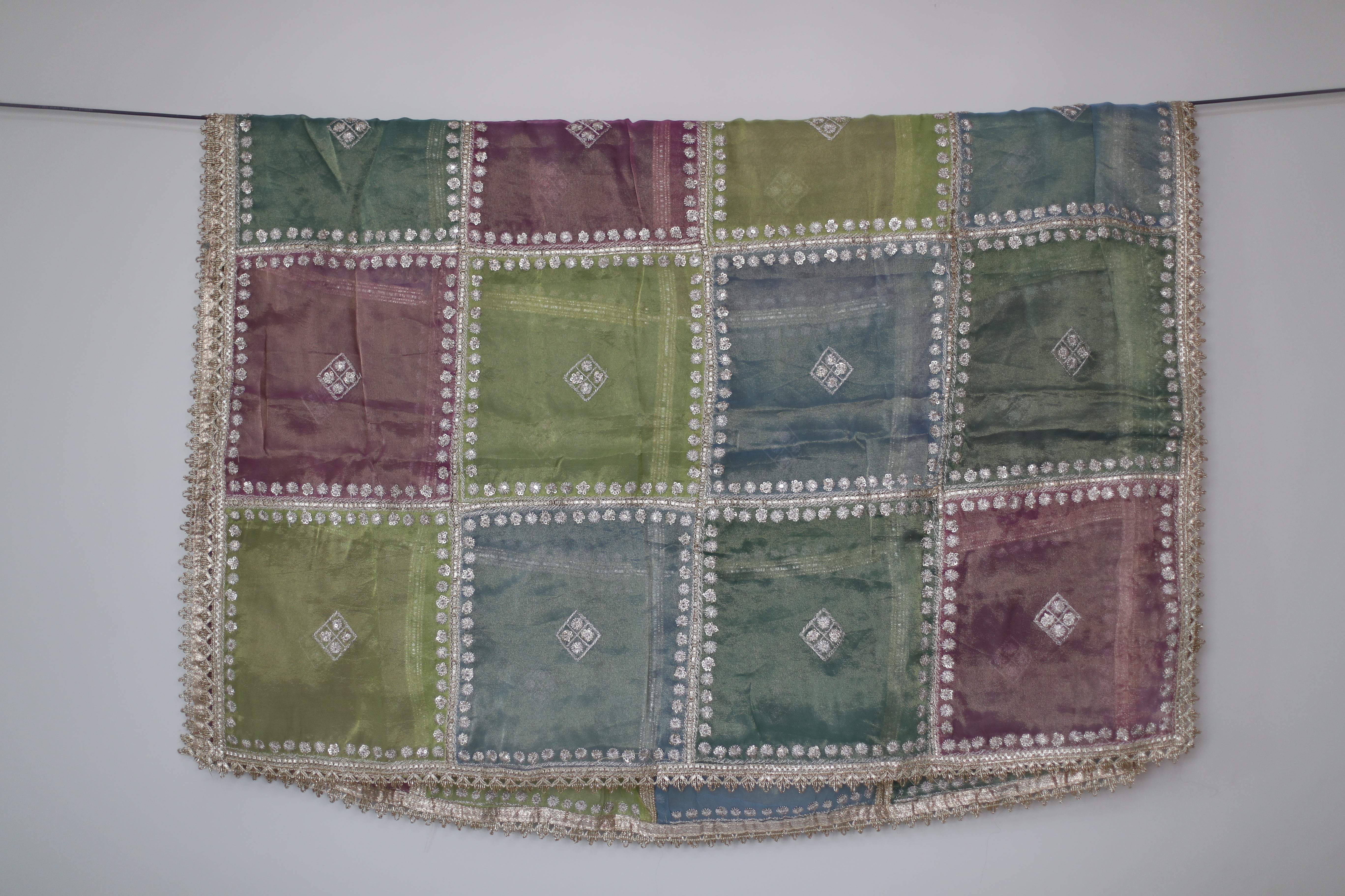 Pure Tissue Multi-Shade Vintage Zari Work Dupatta