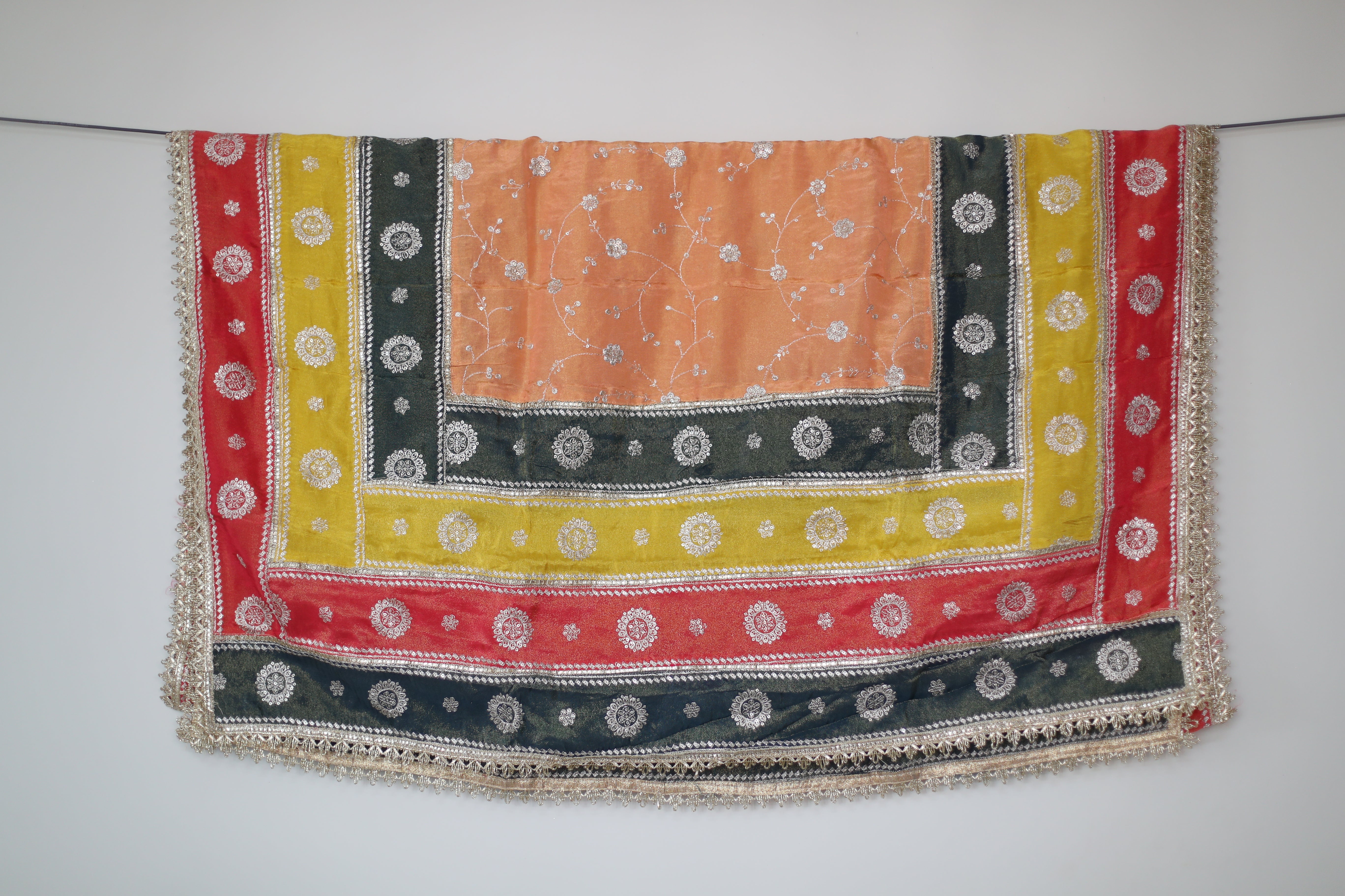 Pure Tissue Multi-Shade Vintage Zari Work Dupatta