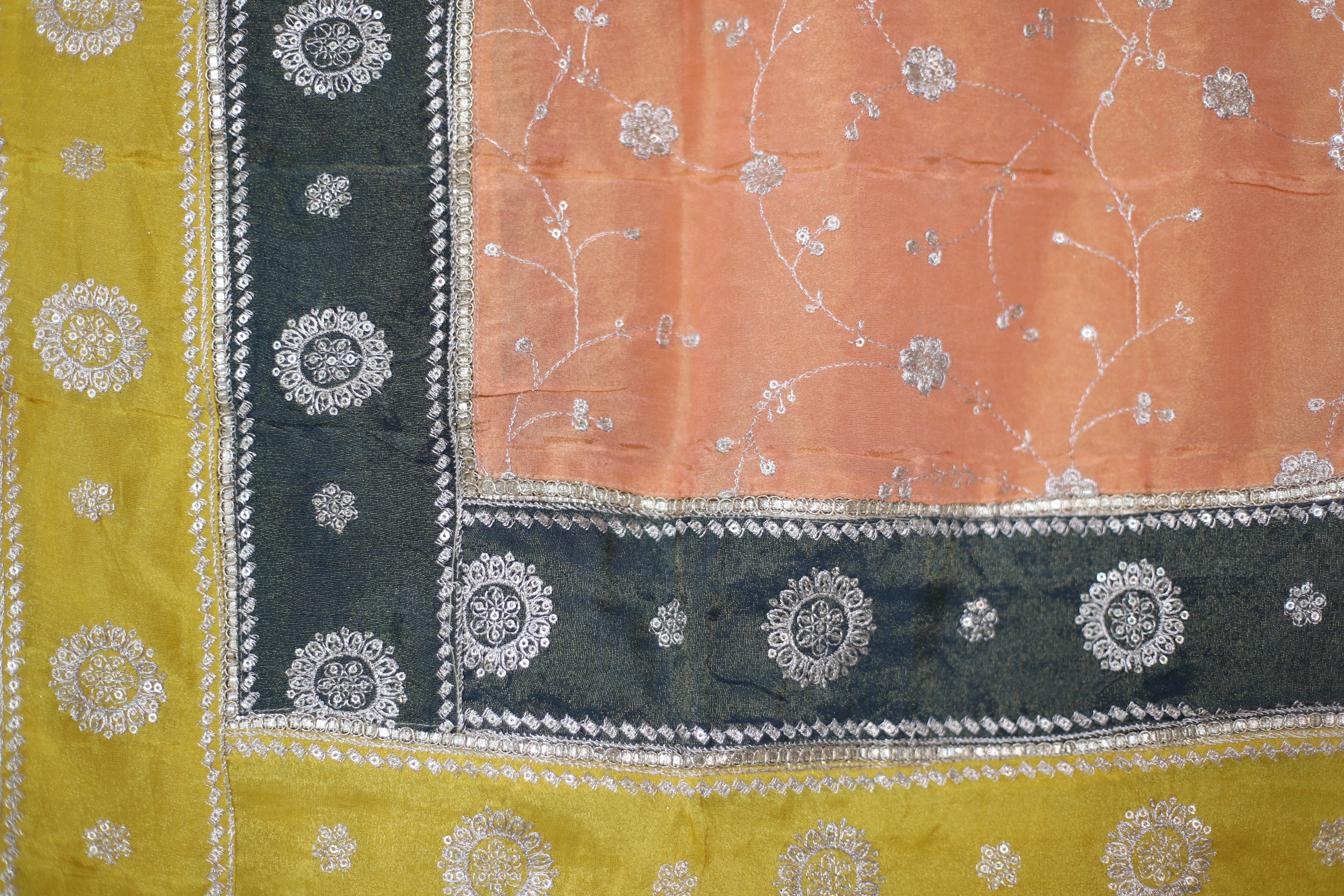 Pure Tissue Multi-Shade Vintage Zari Work Dupatta