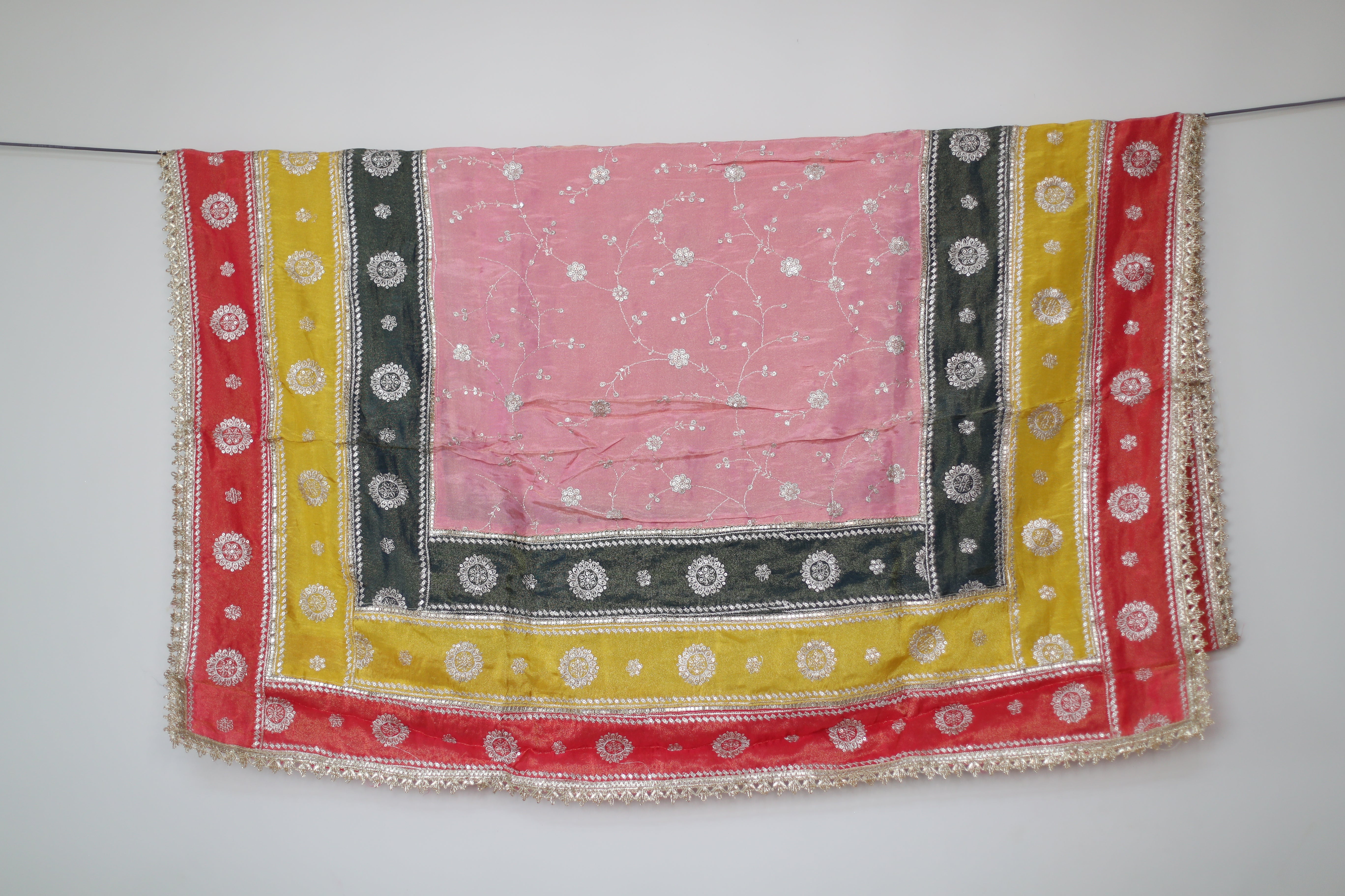 Pure Tissue Multi-Shade Vintage Zari Work Dupatta