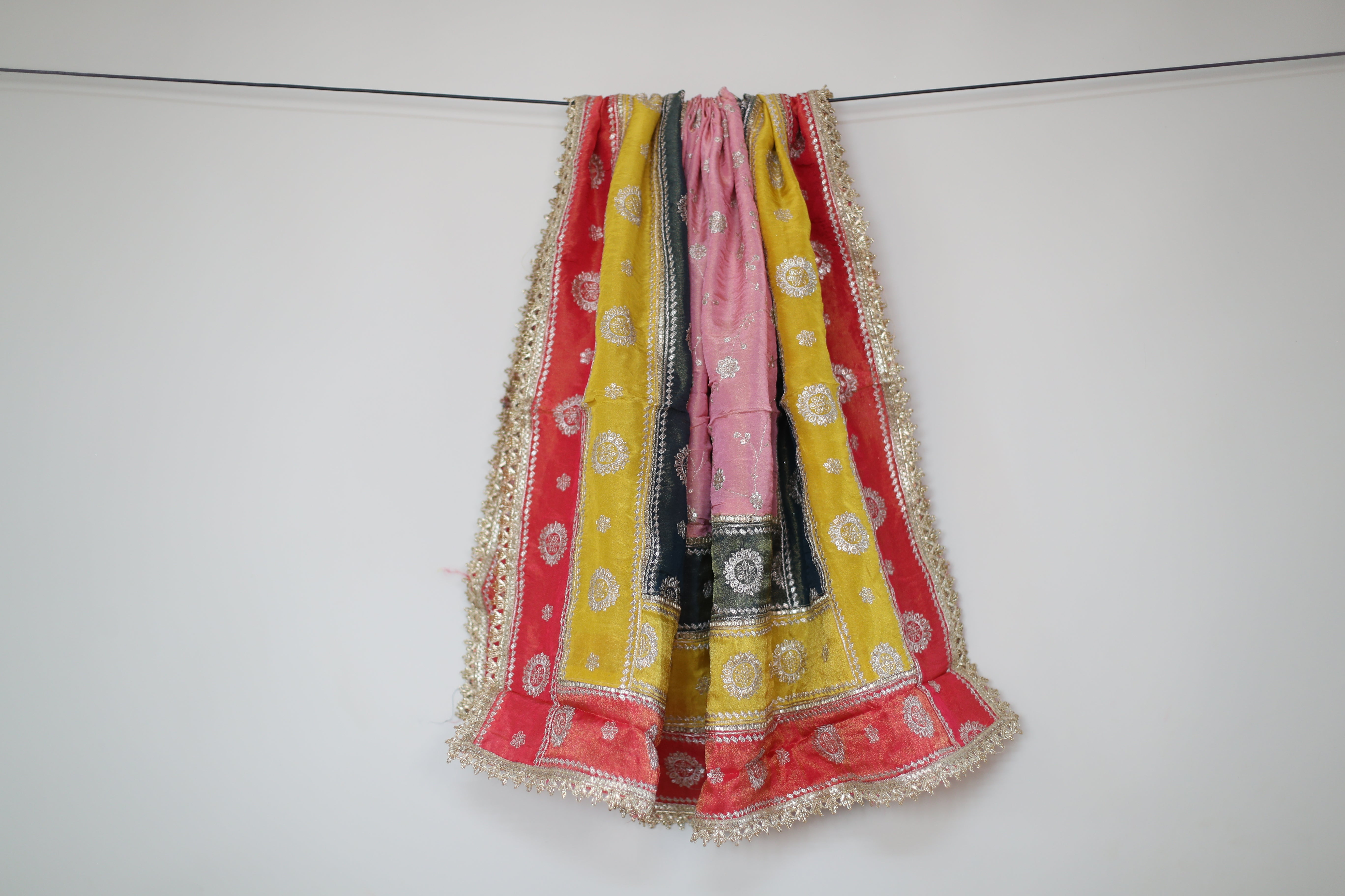 Pure Tissue Multi-Shade Vintage Zari Work Dupatta