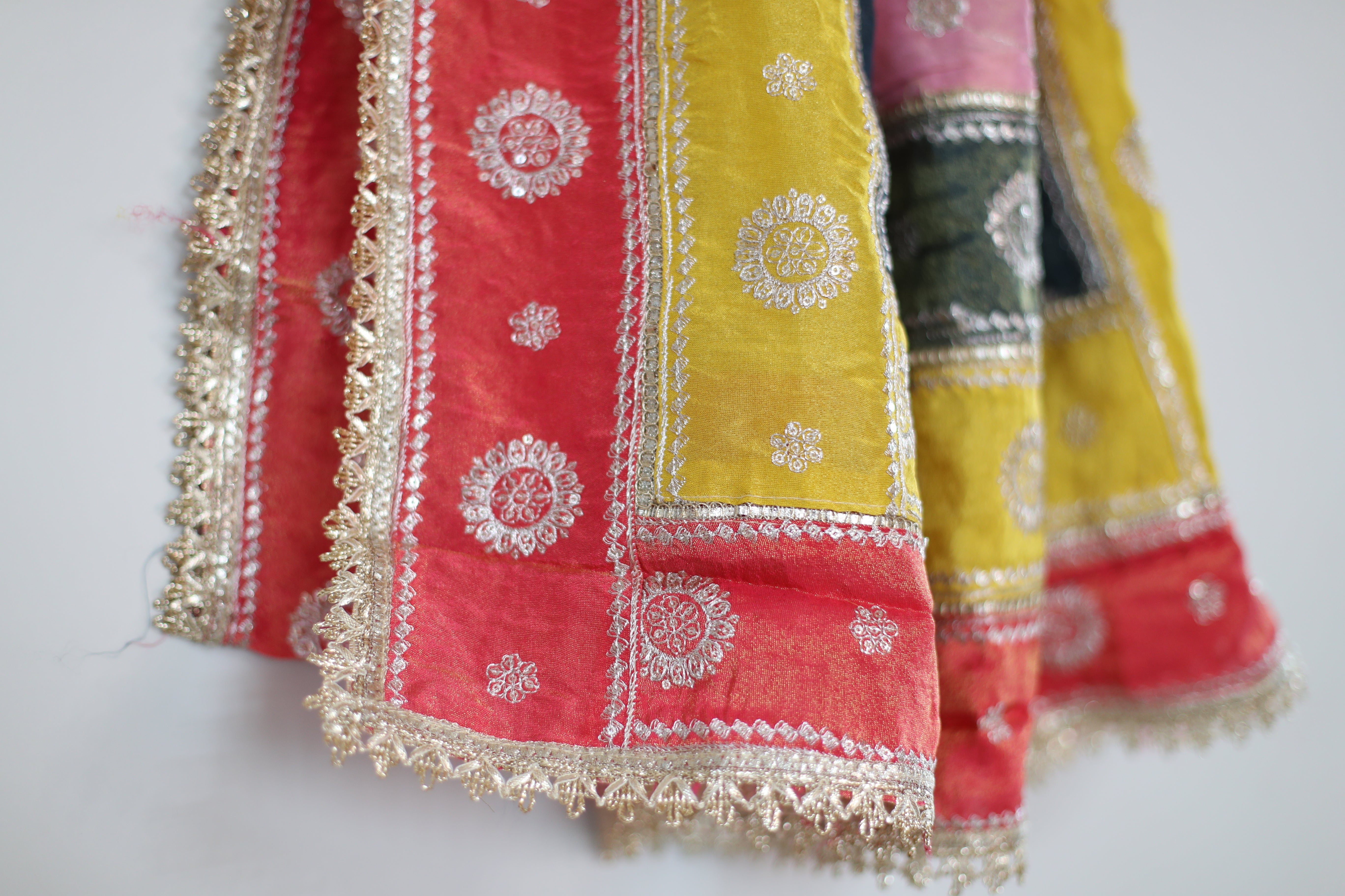 Pure Tissue Multi-Shade Vintage Zari Work Dupatta