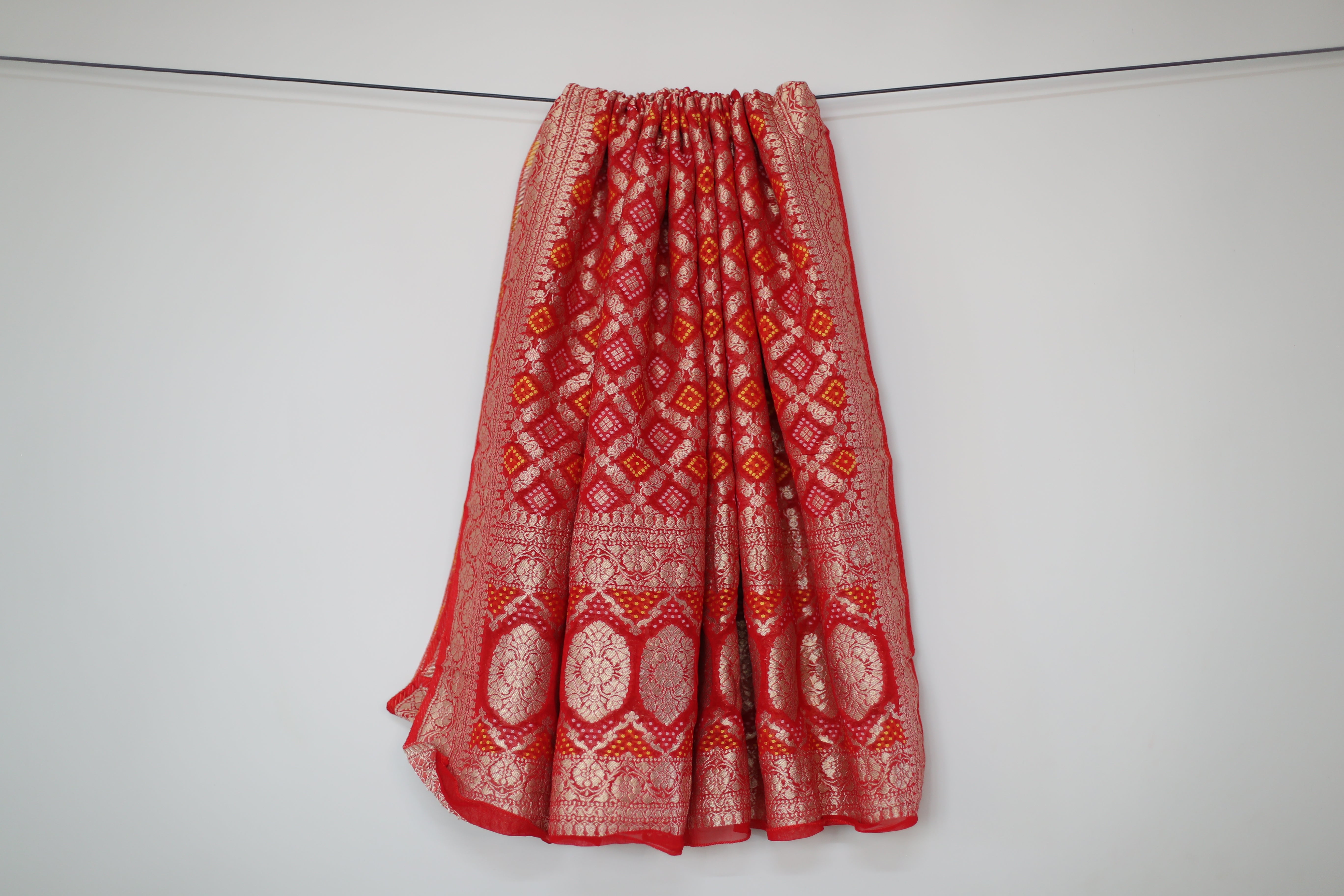 Pure Georgette Gharchola Dupatta - Red