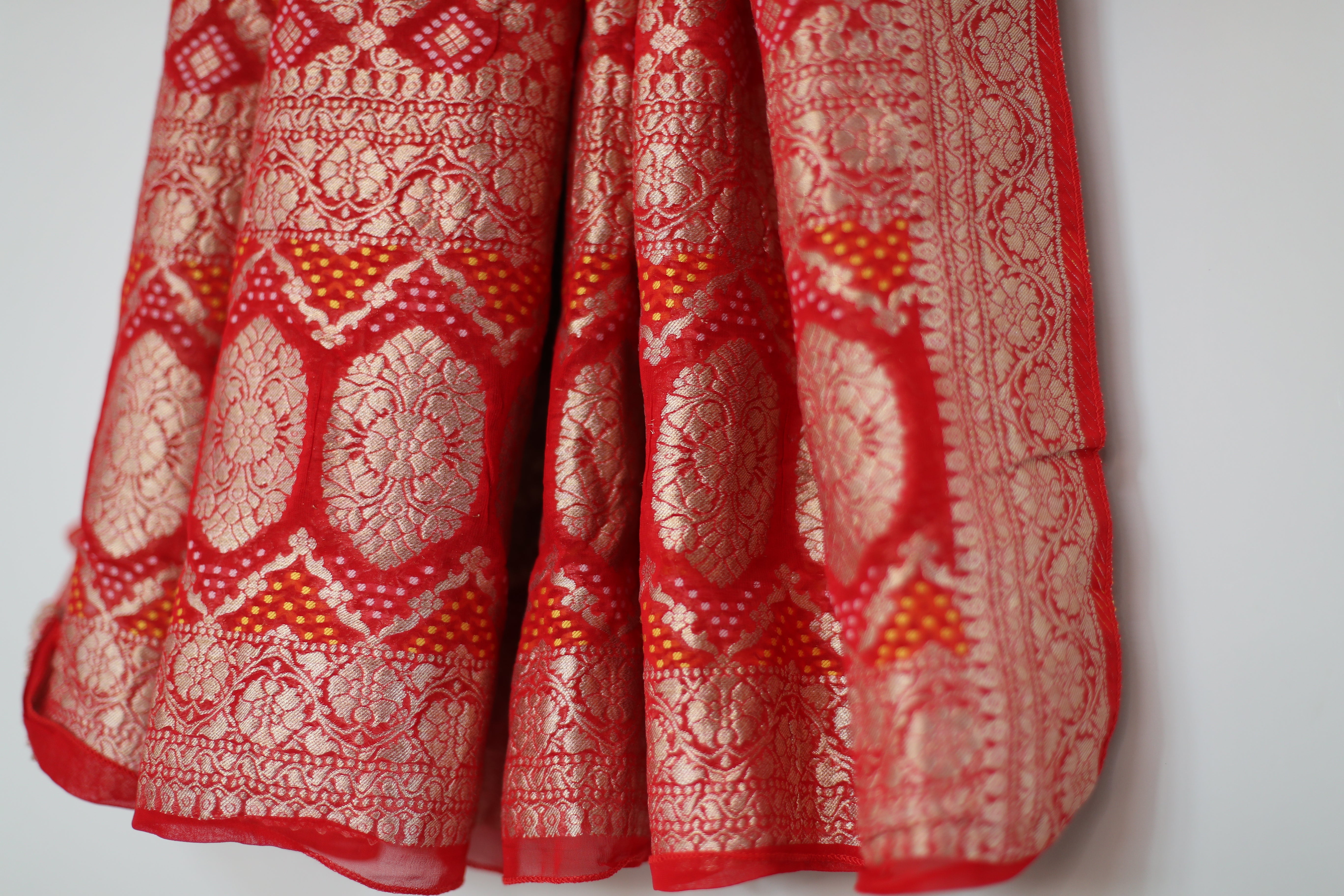 Pure Georgette Gharchola Dupatta - Red