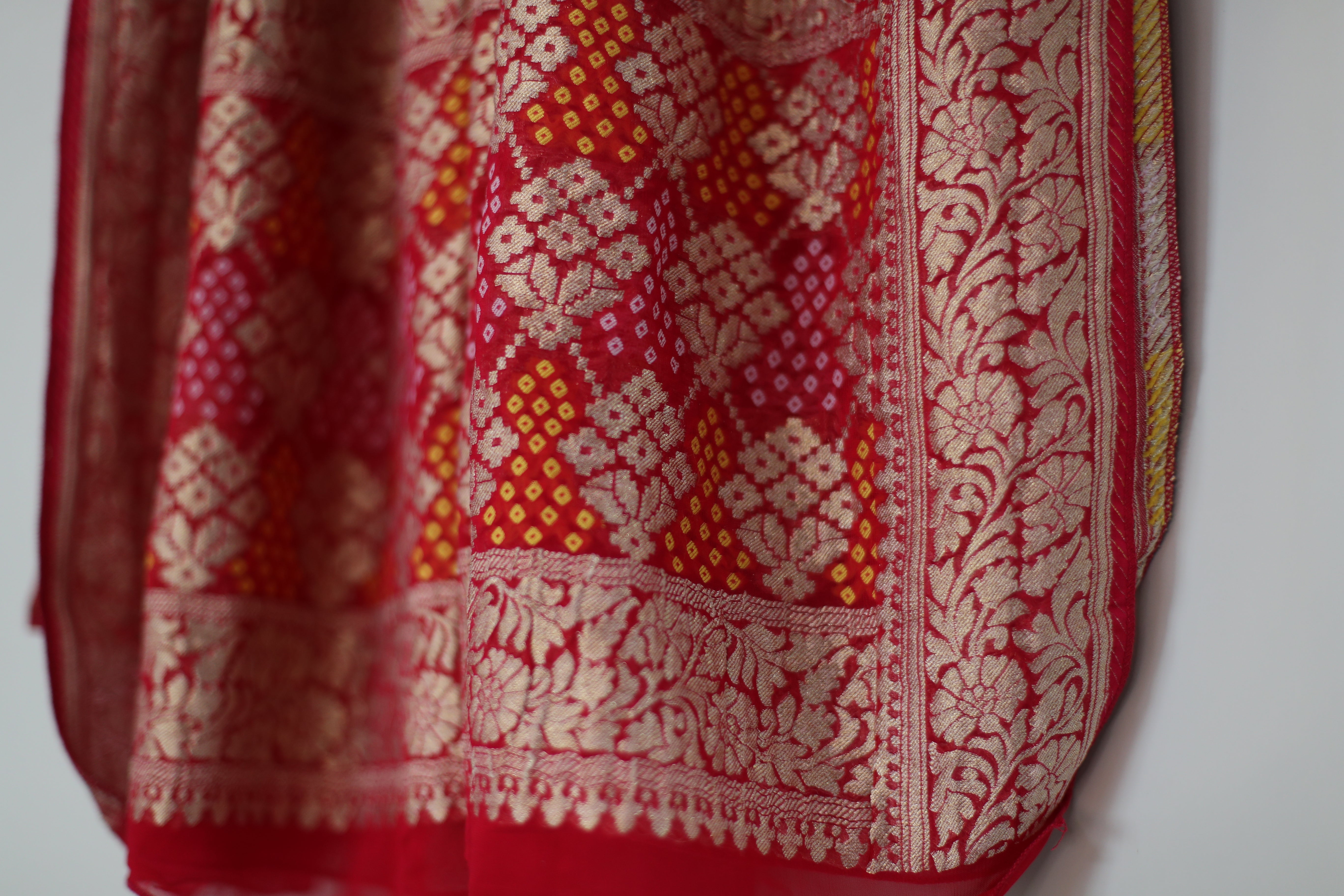 Pure Georgette Gharchola Dupatta - Cherry Rani