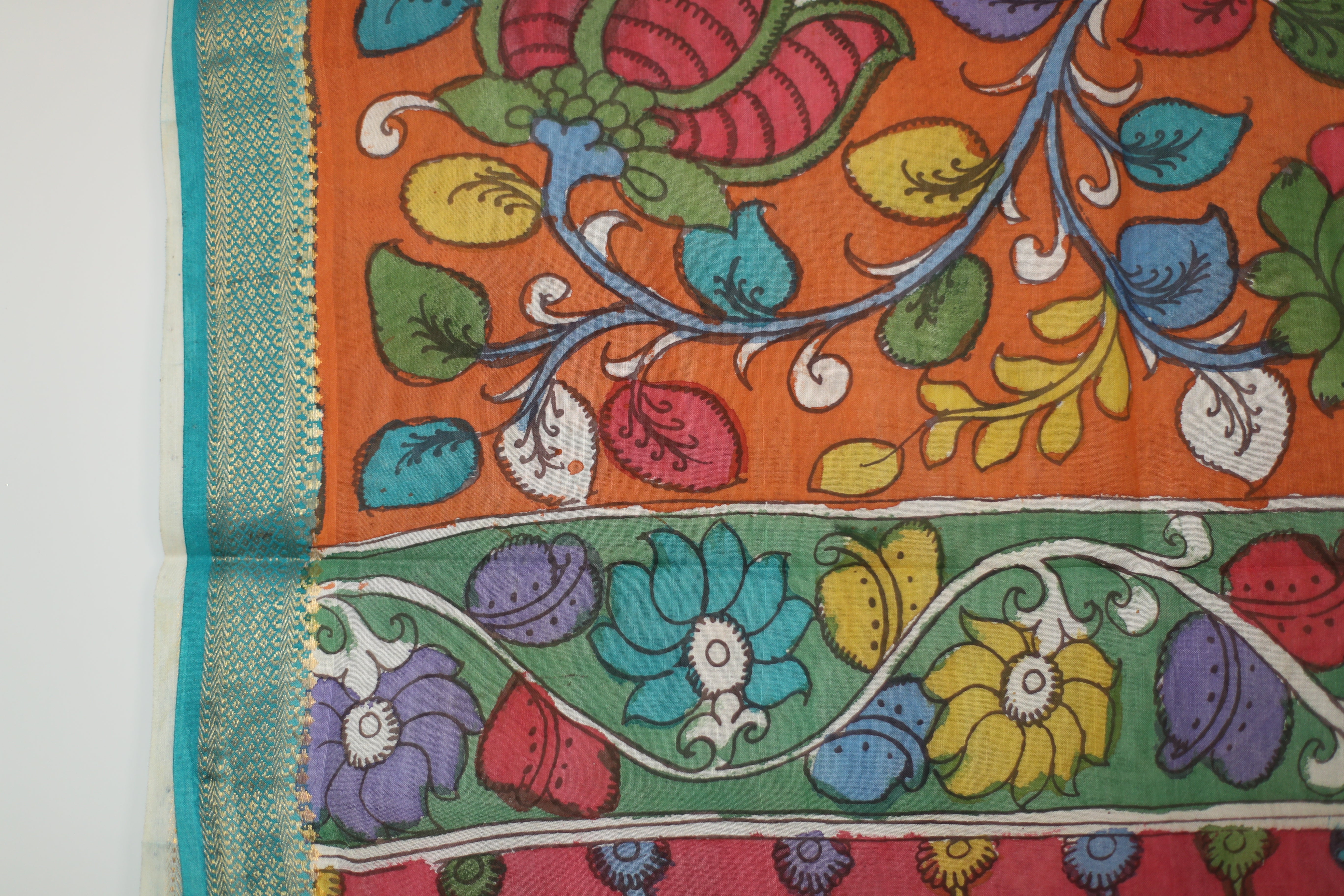 Tusar Silk Pen-Work Kalamkari Dupatta