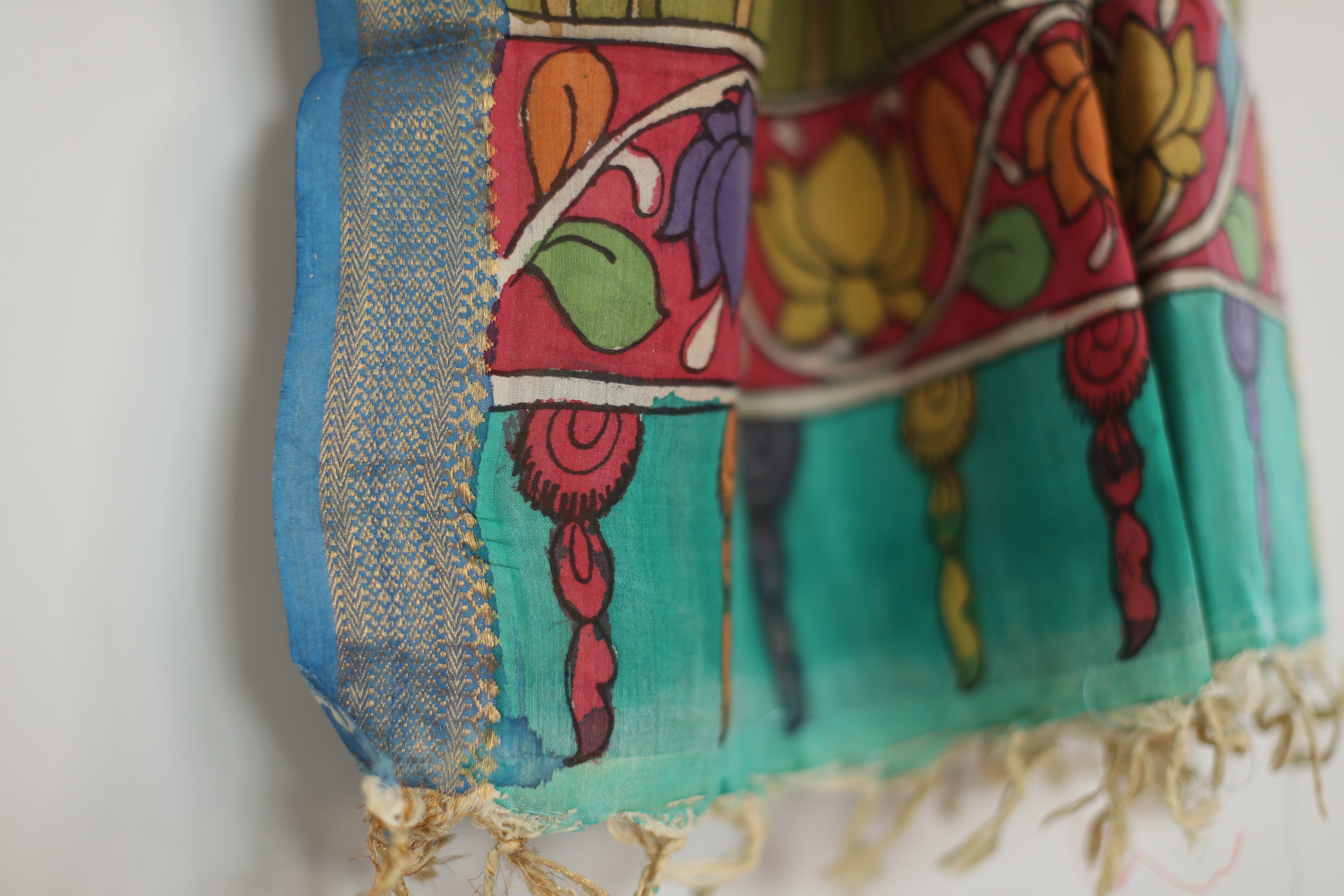 Tusar Silk Pen-Work Kalamkari Dupatta