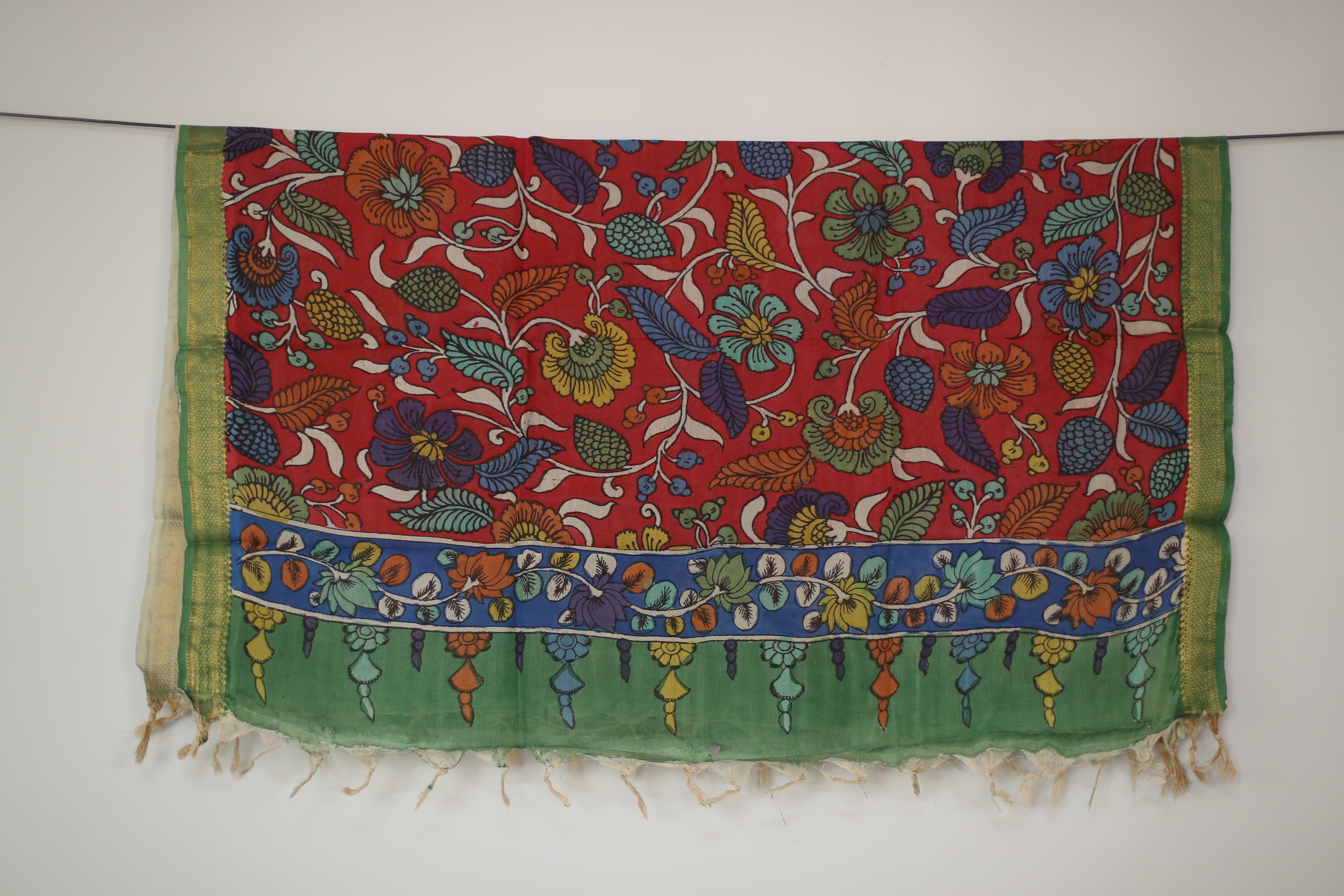 Tusar Silk Pen-Work Kalamkari Dupatta