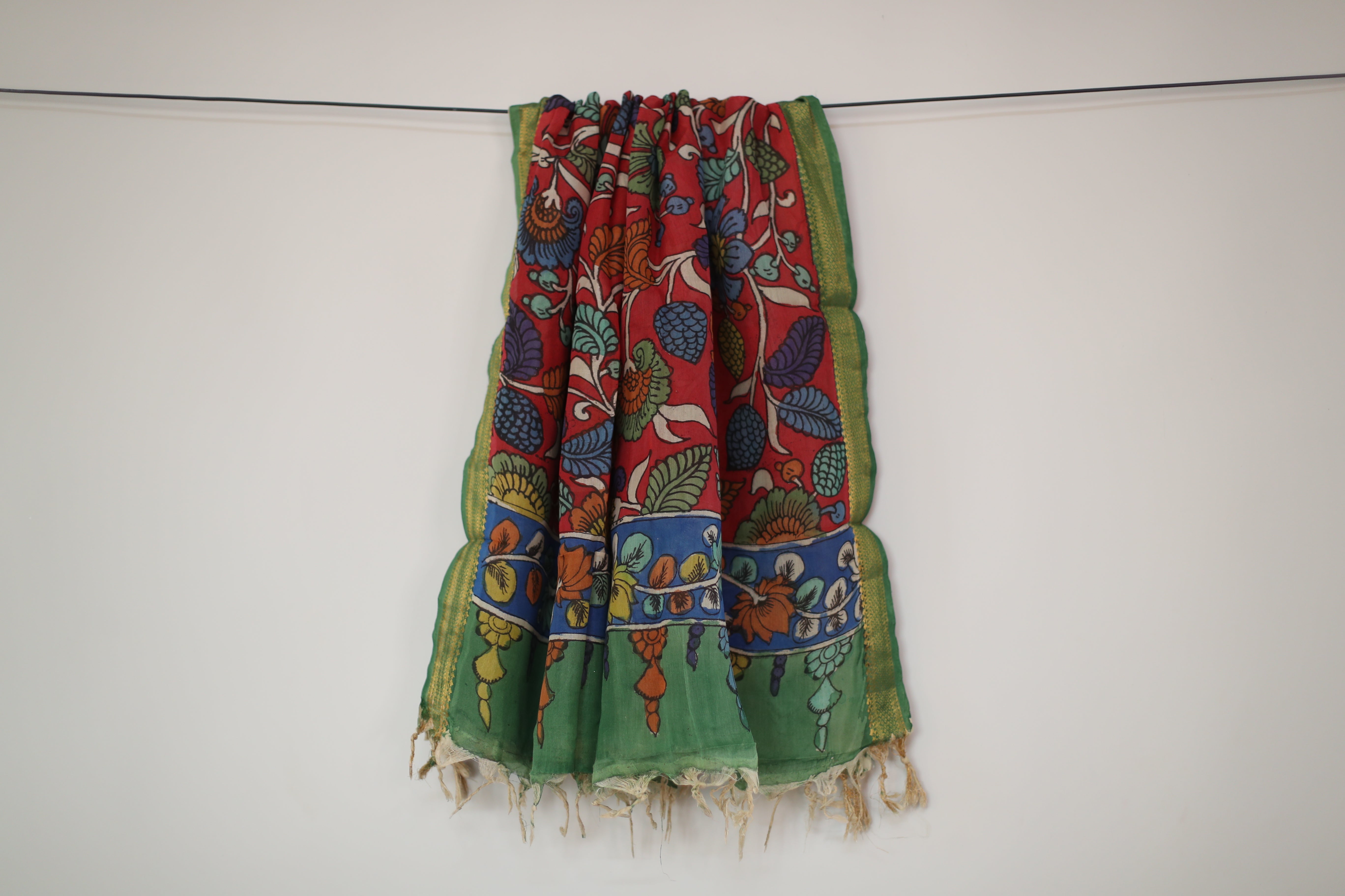 Tusar Silk Pen-Work Kalamkari Dupatta