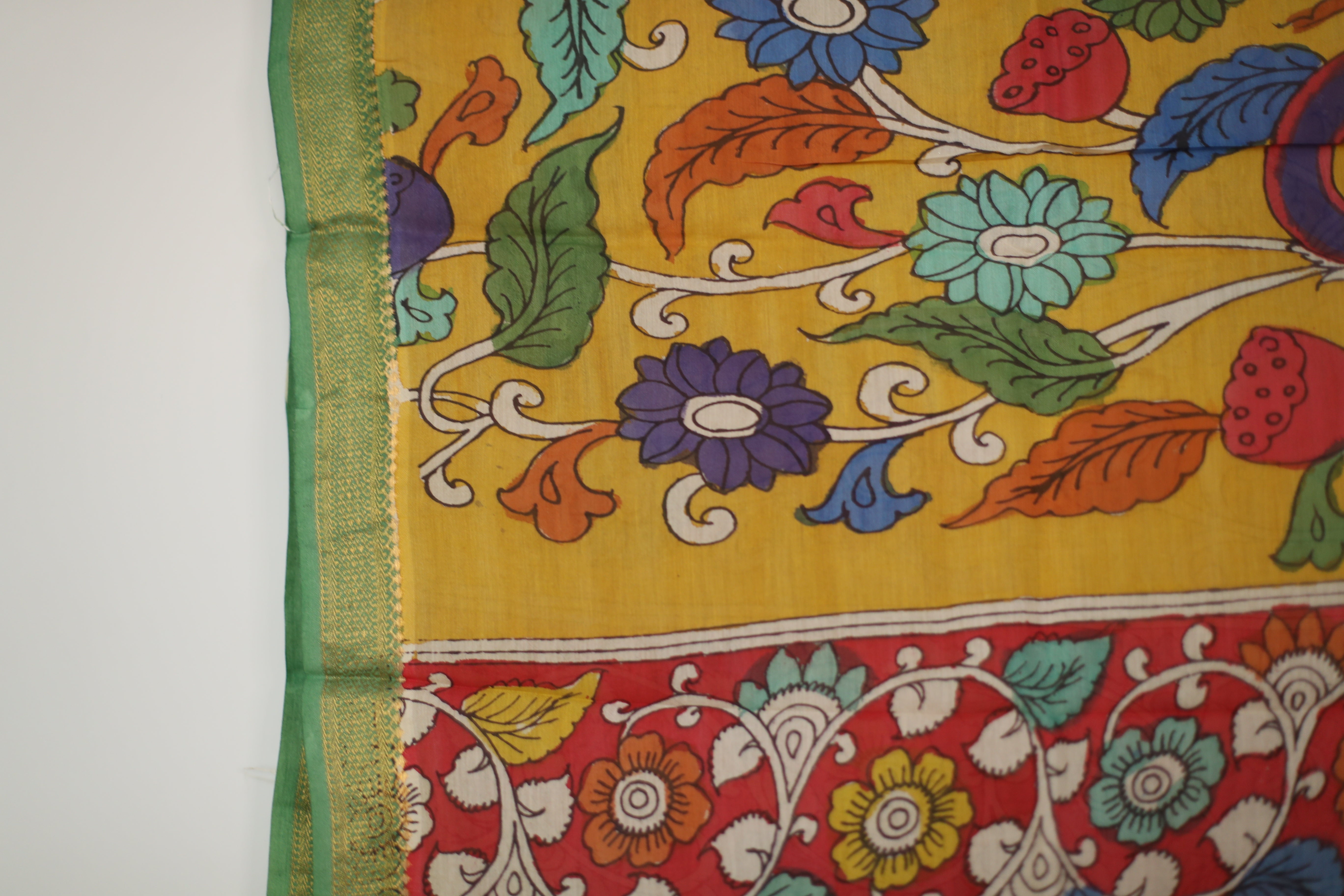 Tusar Silk Pen-Work Kalamkari Dupatta