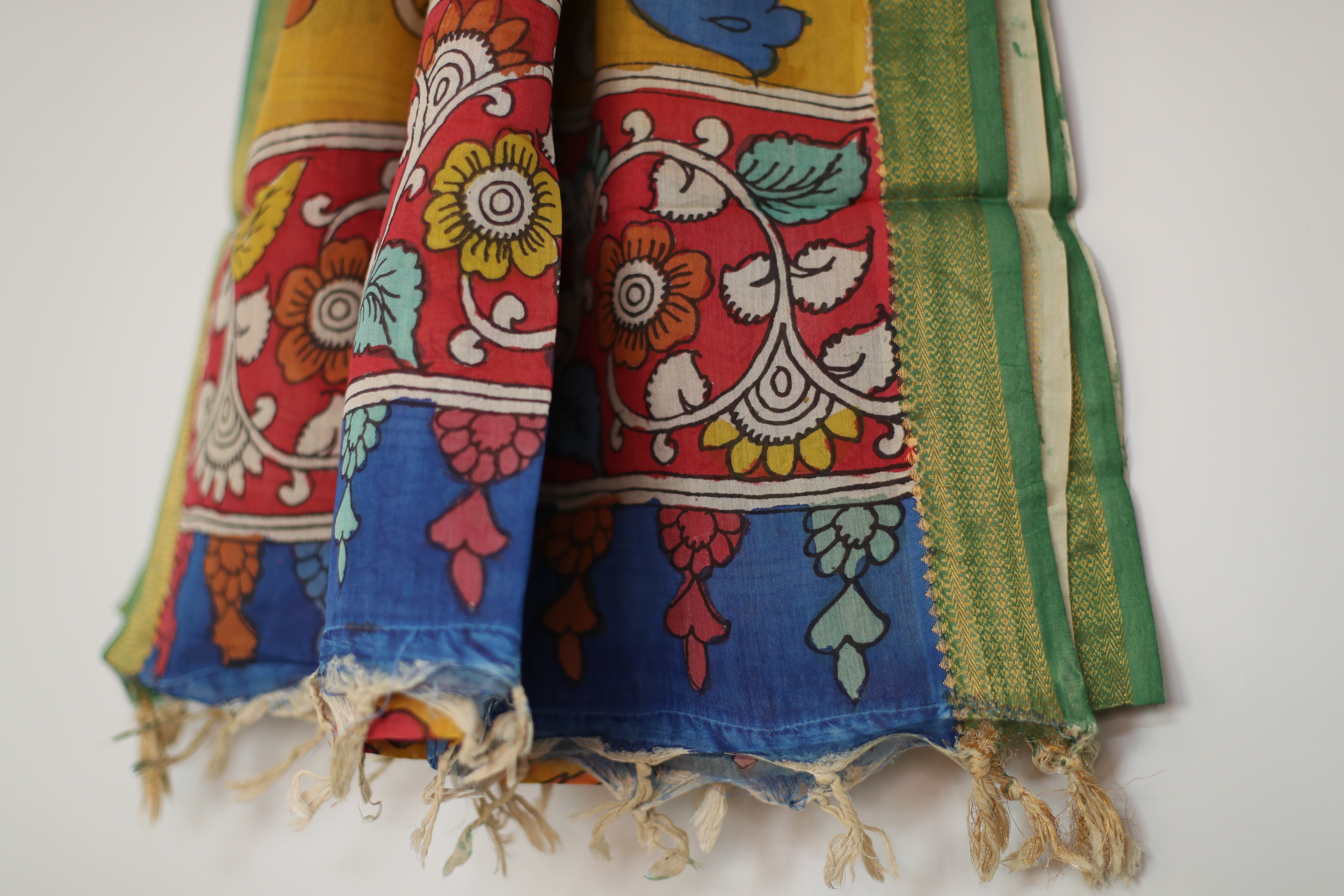 Tusar Silk Pen-Work Kalamkari Dupatta