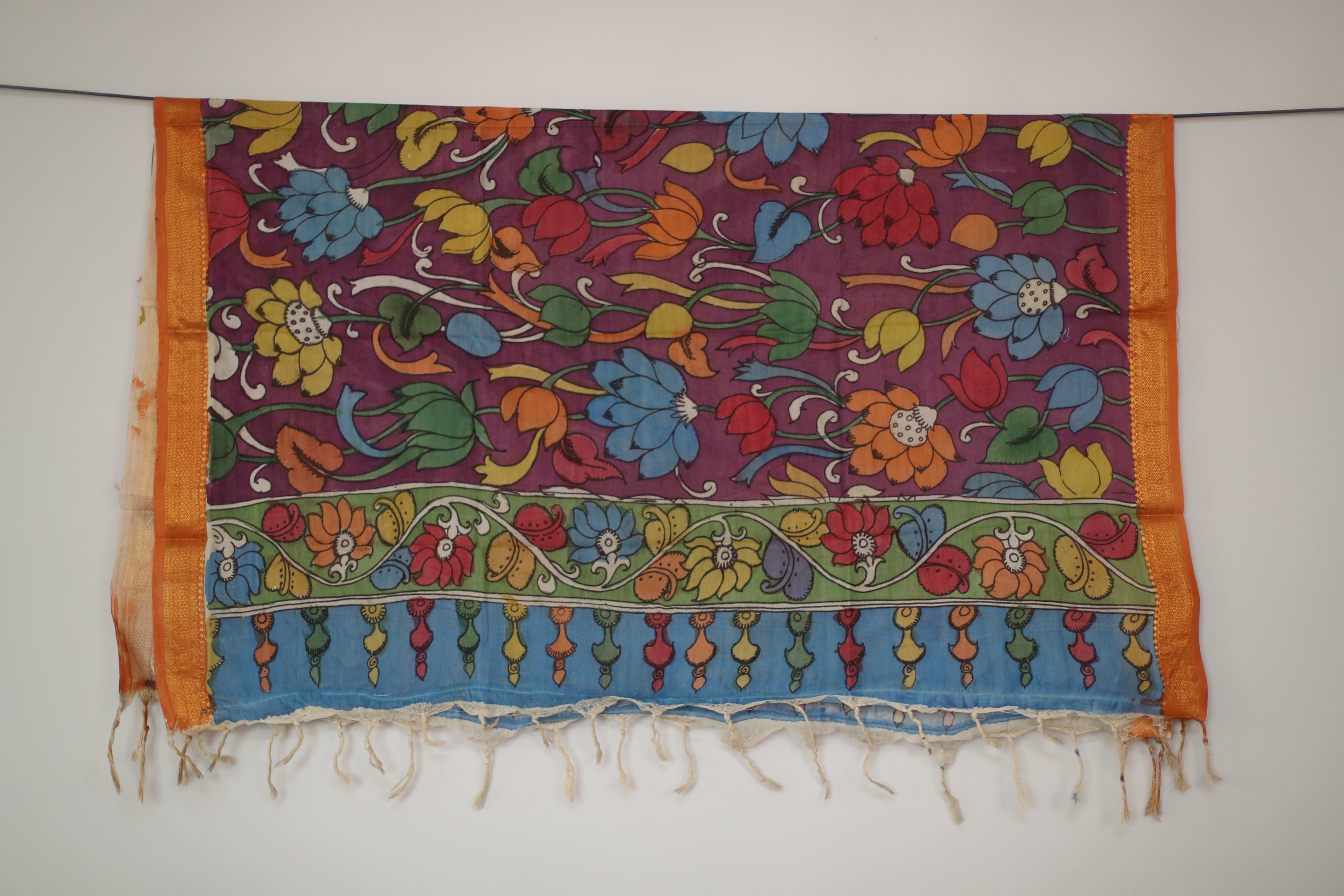 Tusar Silk Pen-Work Kalamkari Dupatta