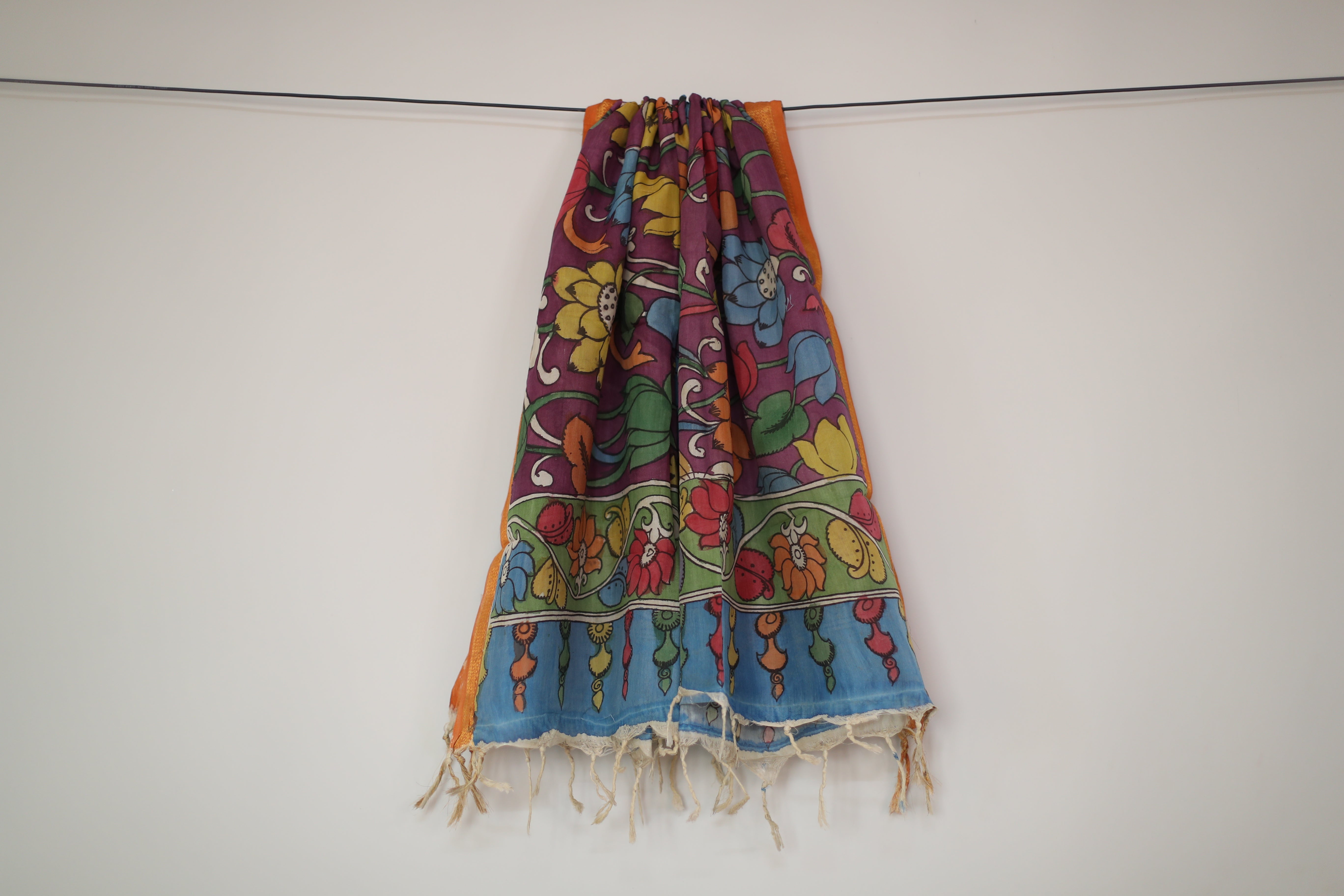 Tusar Silk Pen-Work Kalamkari Dupatta