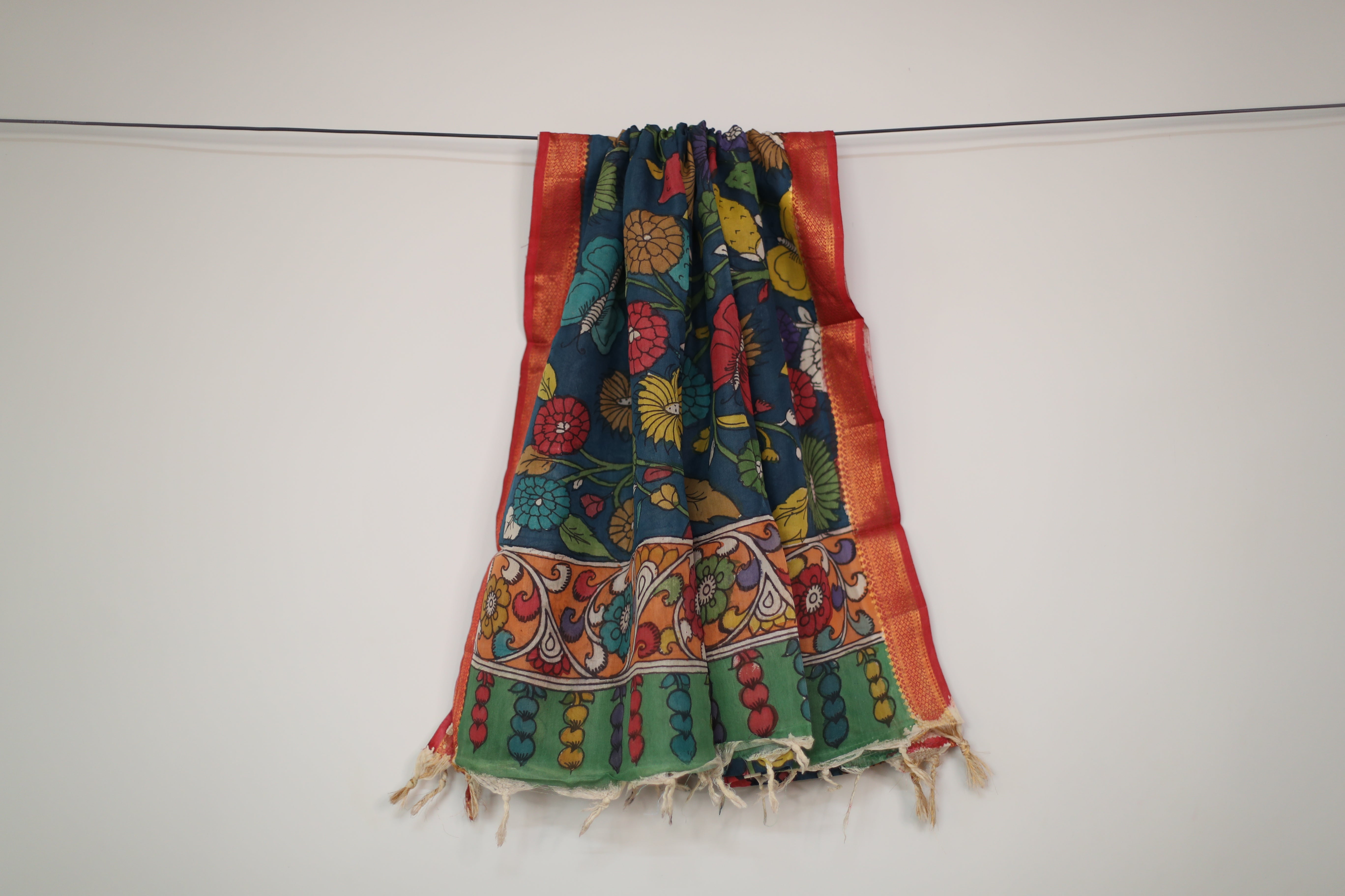 Tusar Silk Pen-Work Kalamkari Dupatta