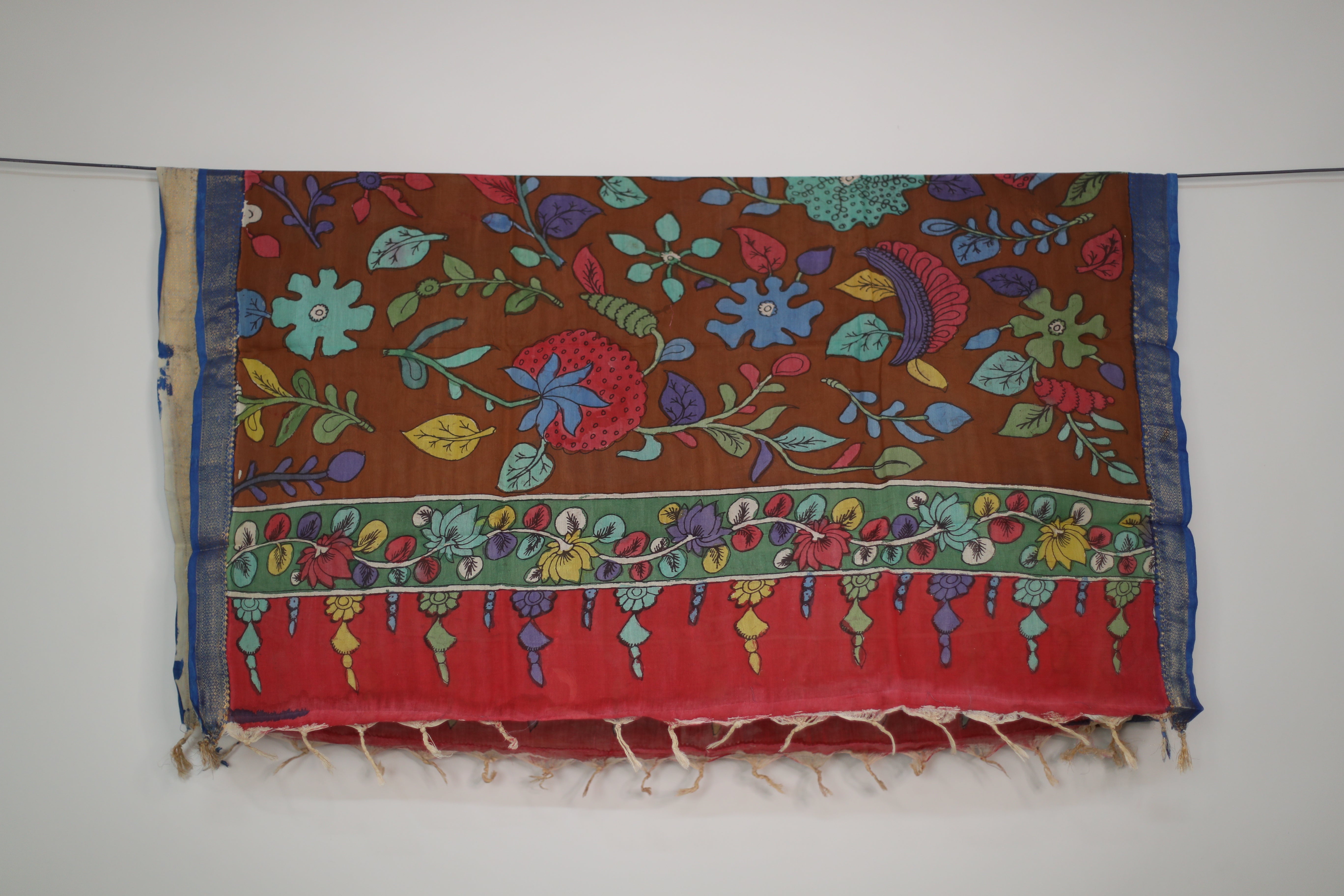 Tusar Silk Pen-Work Kalamkari Dupatta