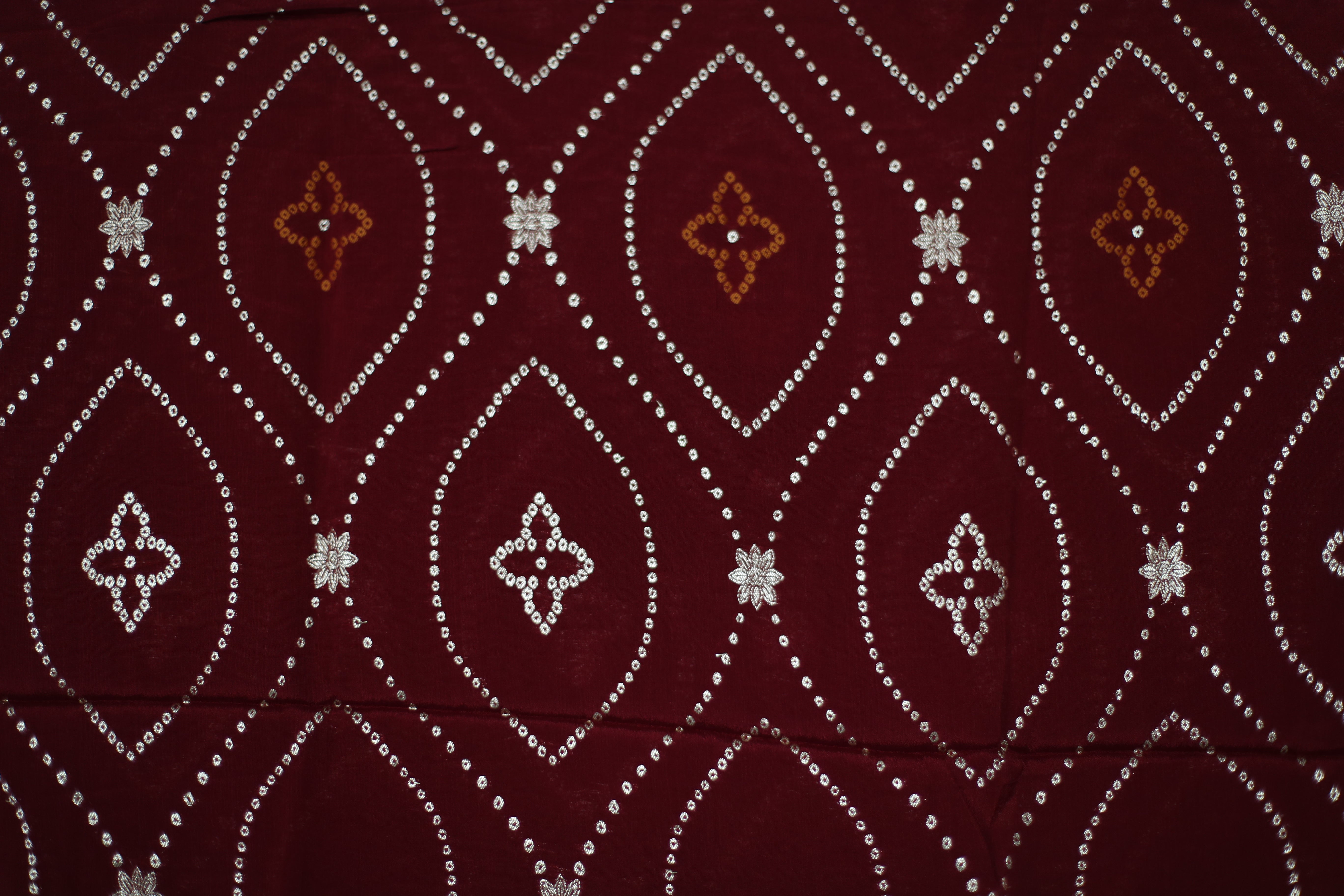 Pure Chinon Bandhini Banarasi Dupatta - Maroon