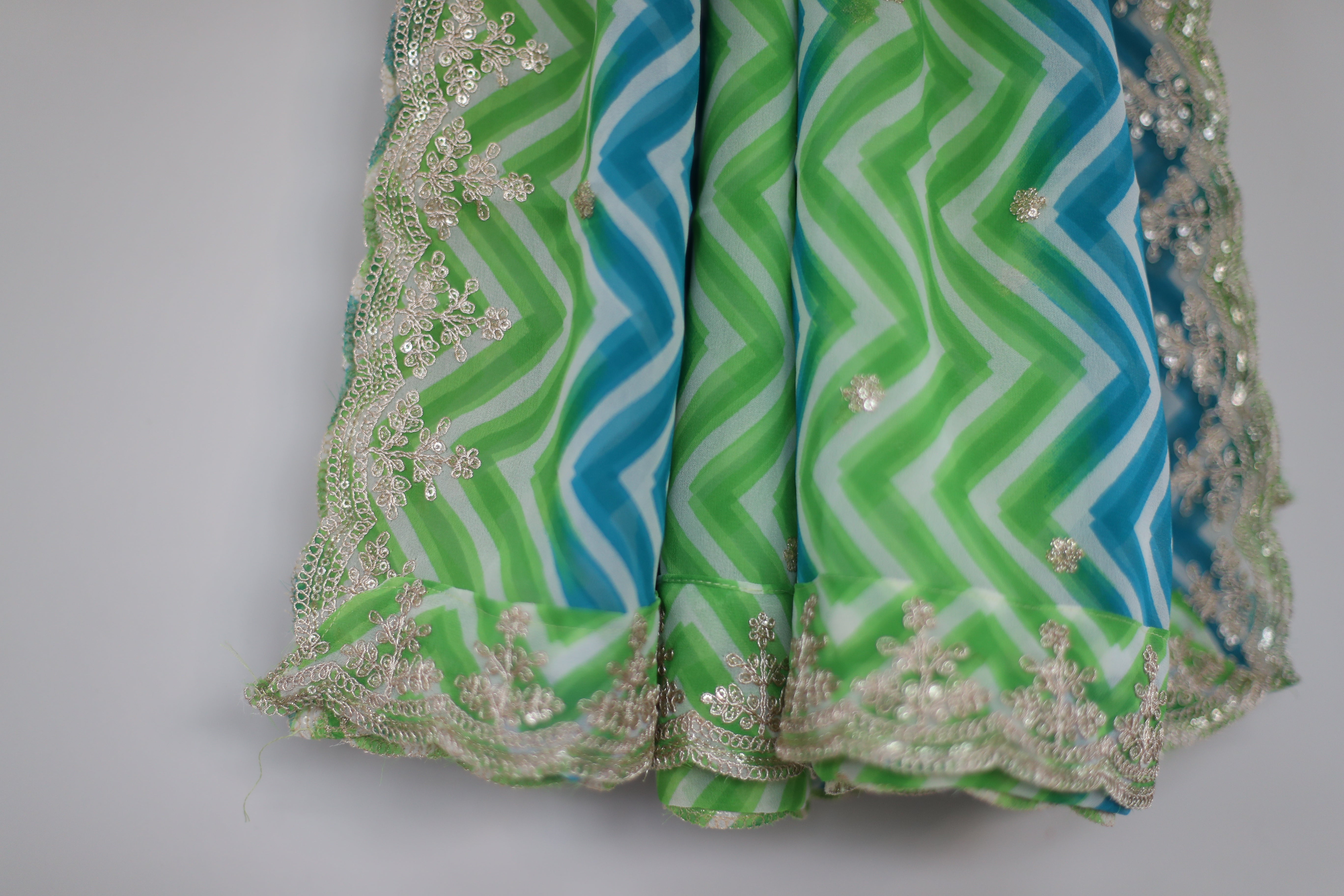 Vintage Georgette Lehariya Dupatta - Blue